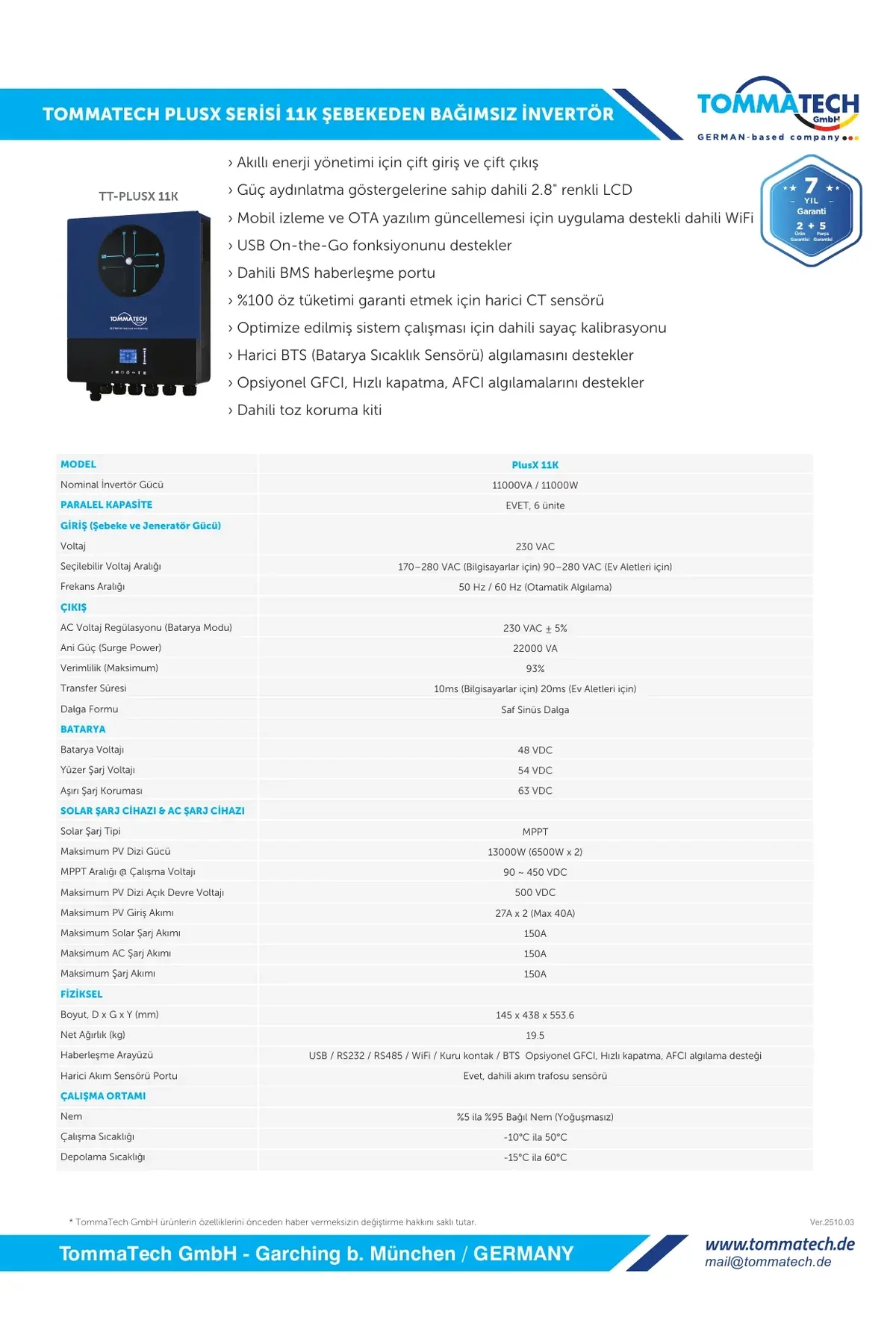 Plusx 11K 48V Mppt 11000W Akıllı Inv - Tommatech Görsel 2