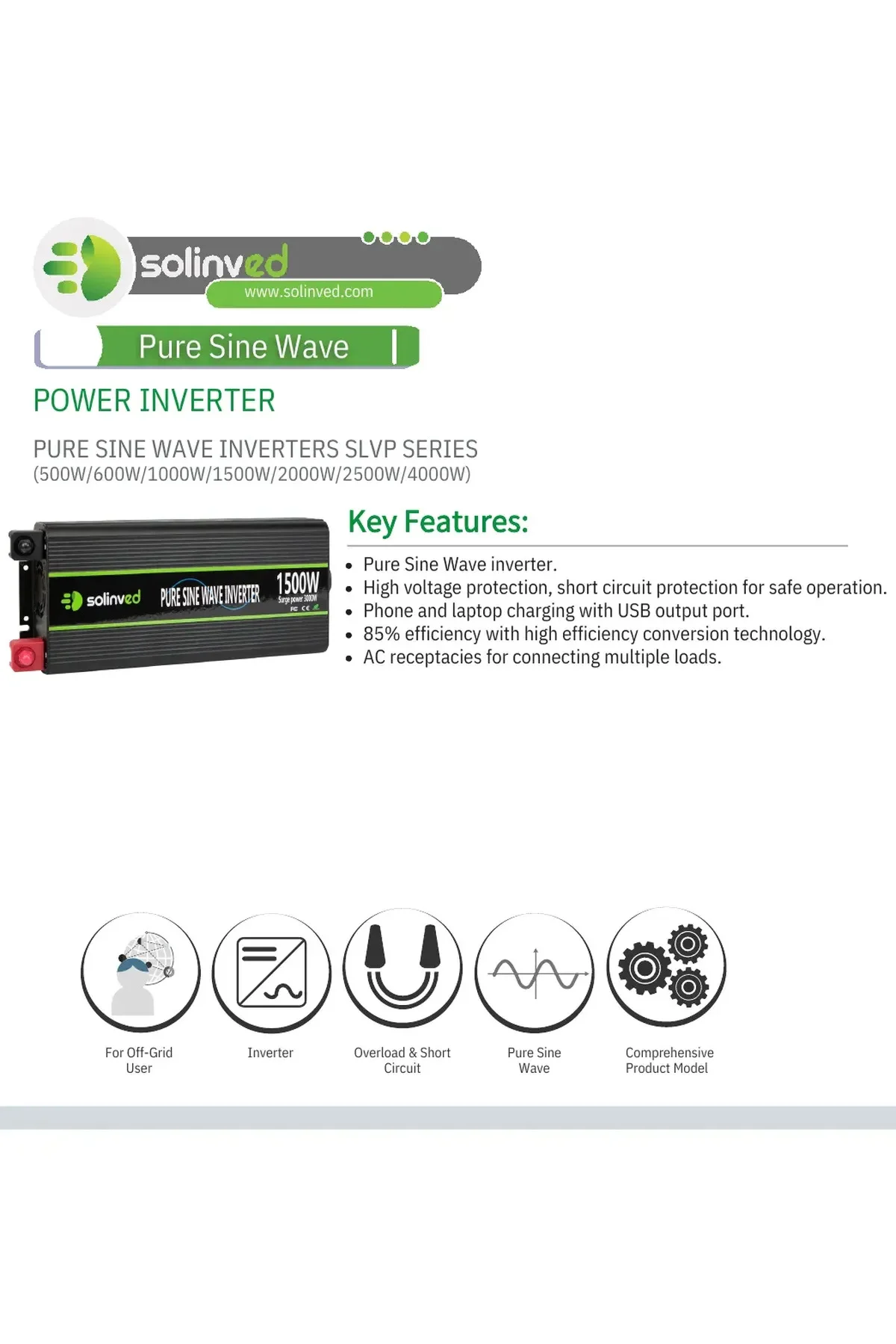 12V 2500W Saf Sinüs İnvertör – SLVP2500 - SOLİNVED Görsel 4