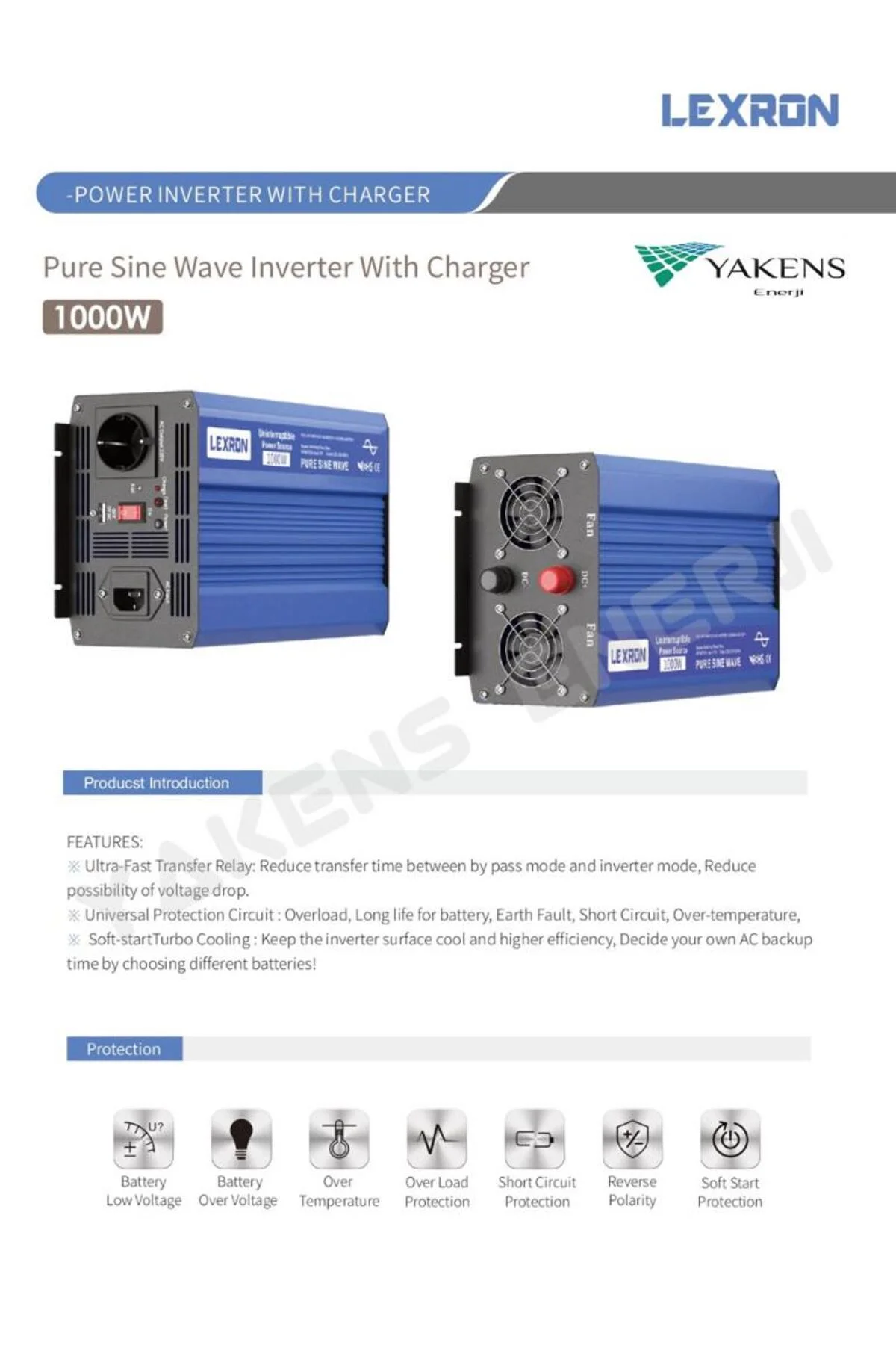 1000W-12V TAM SİNÜS İNVERTER (UPS) LXR UPS 1000L - Lexron Görsel 3