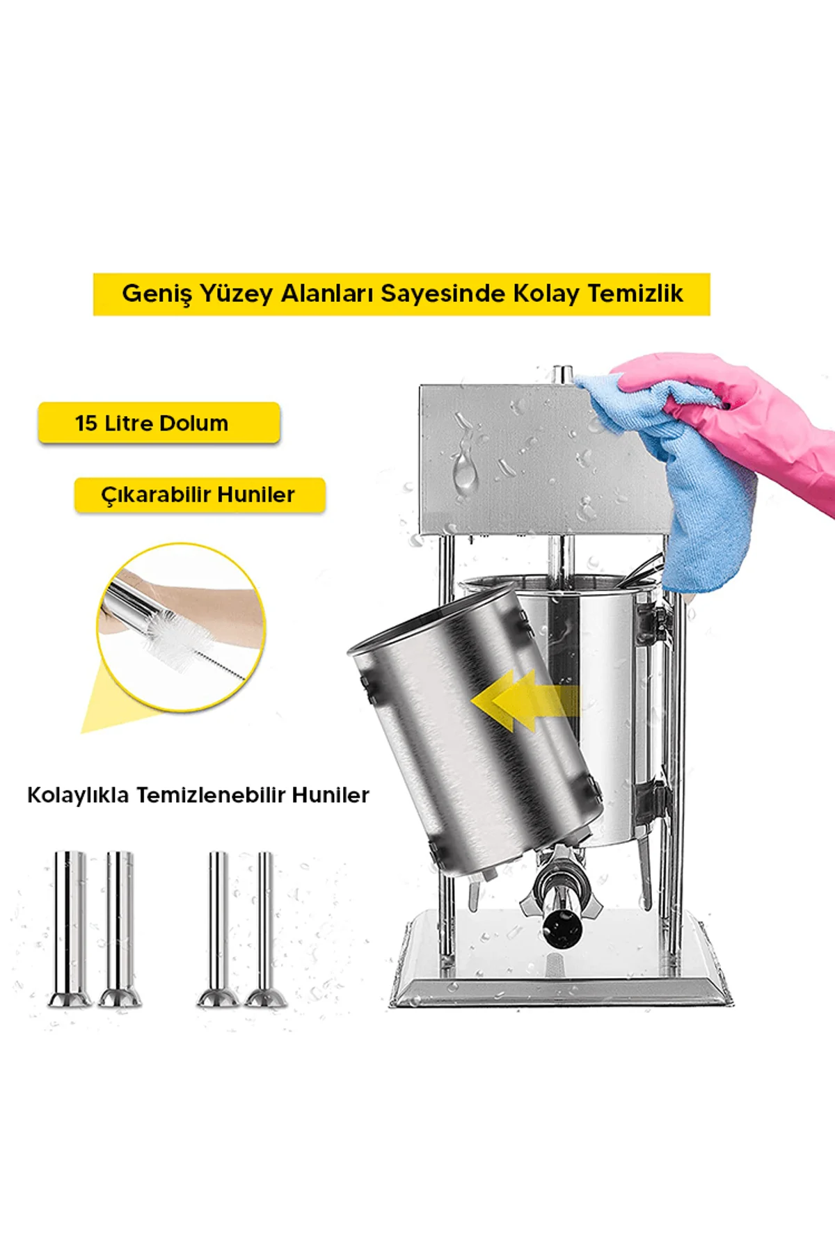 Akse 15 Litre Elektrikli Sucuk Sosis Dolum Makinası - akse-endustriyel Görsel 8