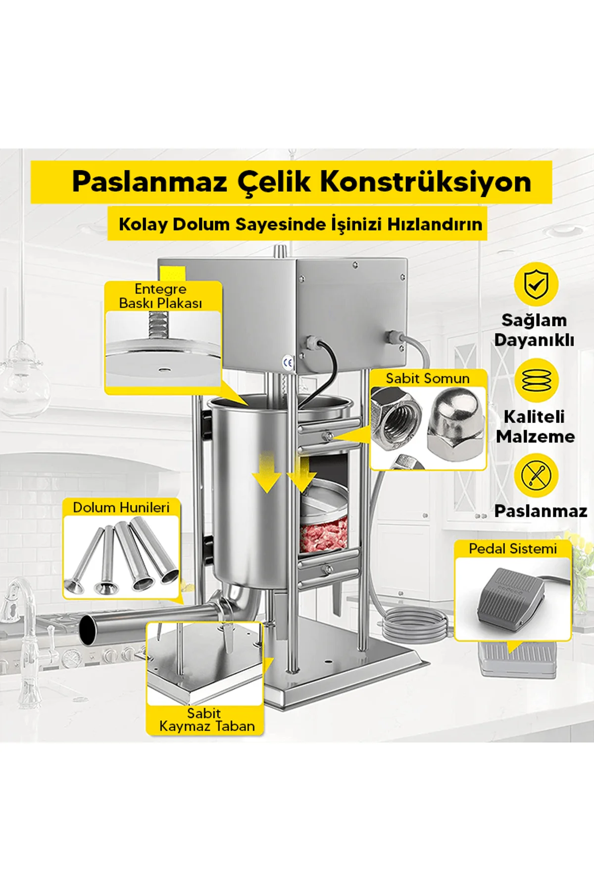 Akse 15 Litre Elektrikli Sucuk Sosis Dolum Makinası - akse-endustriyel Görsel 7