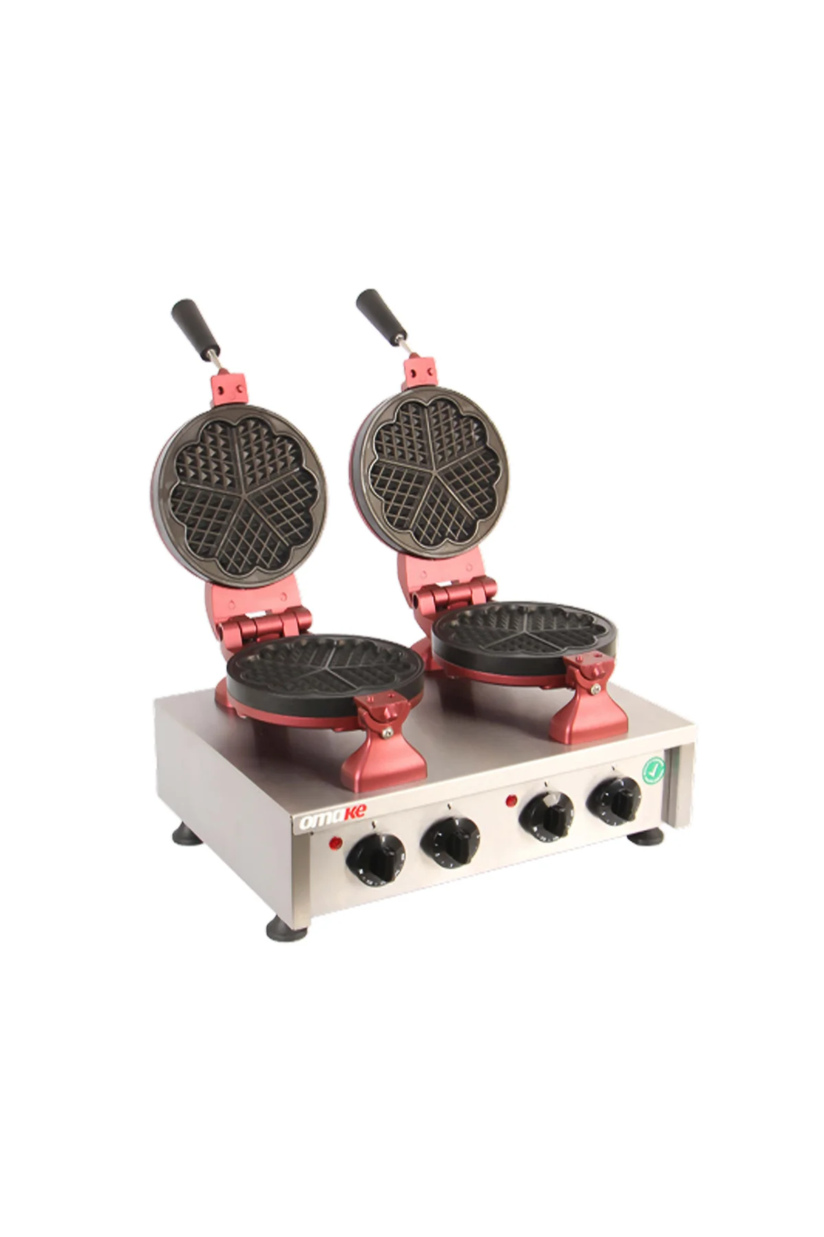Omake Zamanlayıcılı Çiftli Çiçek Waffle Makinesi 17 Cm Elektrikli Omk.WFL01.E22.0201.Z5F