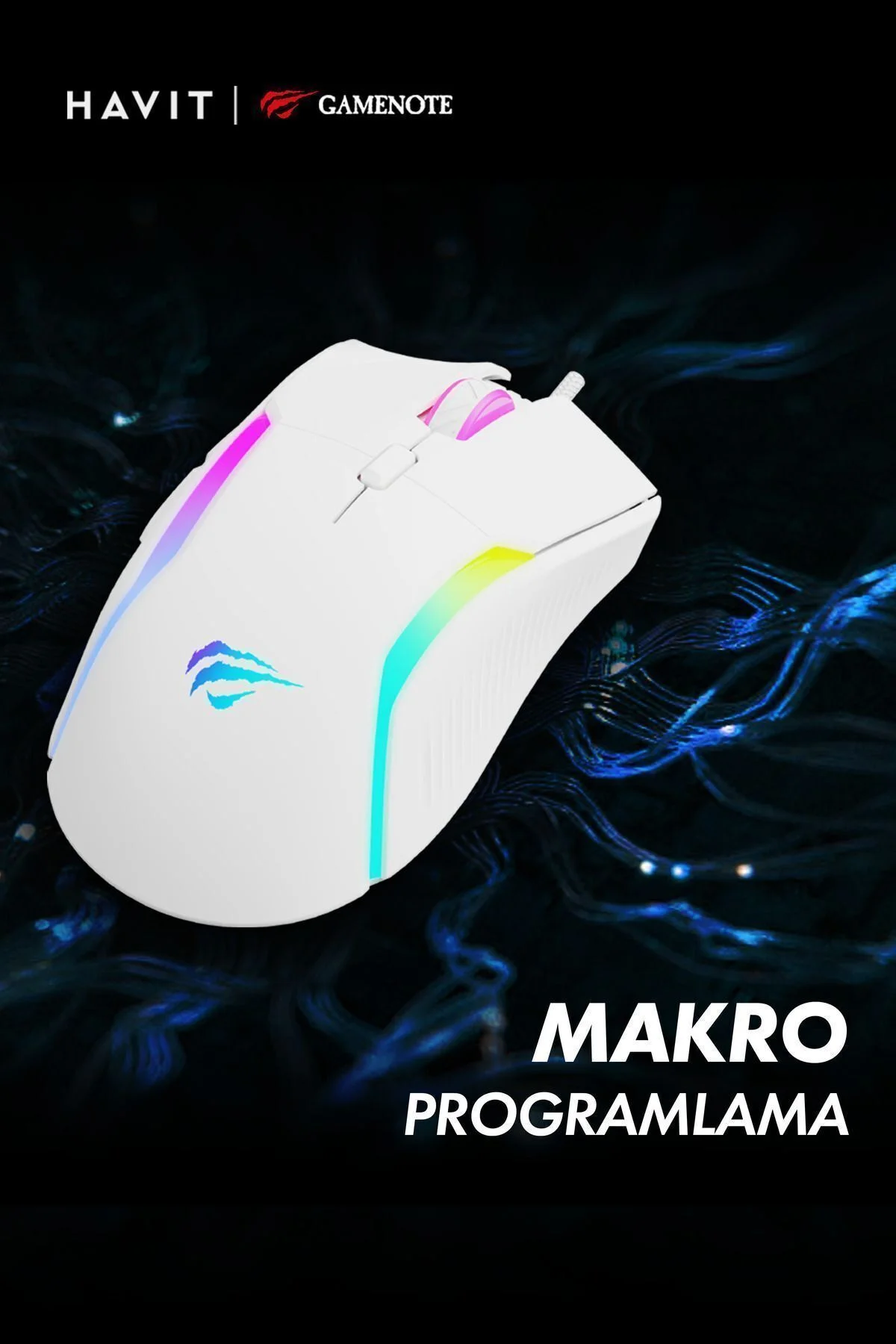 Gamenote Ms1033 Rgb Uyumlu 8000 Dpı Ayarlanabilir Ağırlıklı Beyaz Gaming Makrolu Oyuncu Mouse - Havit Görsel 8