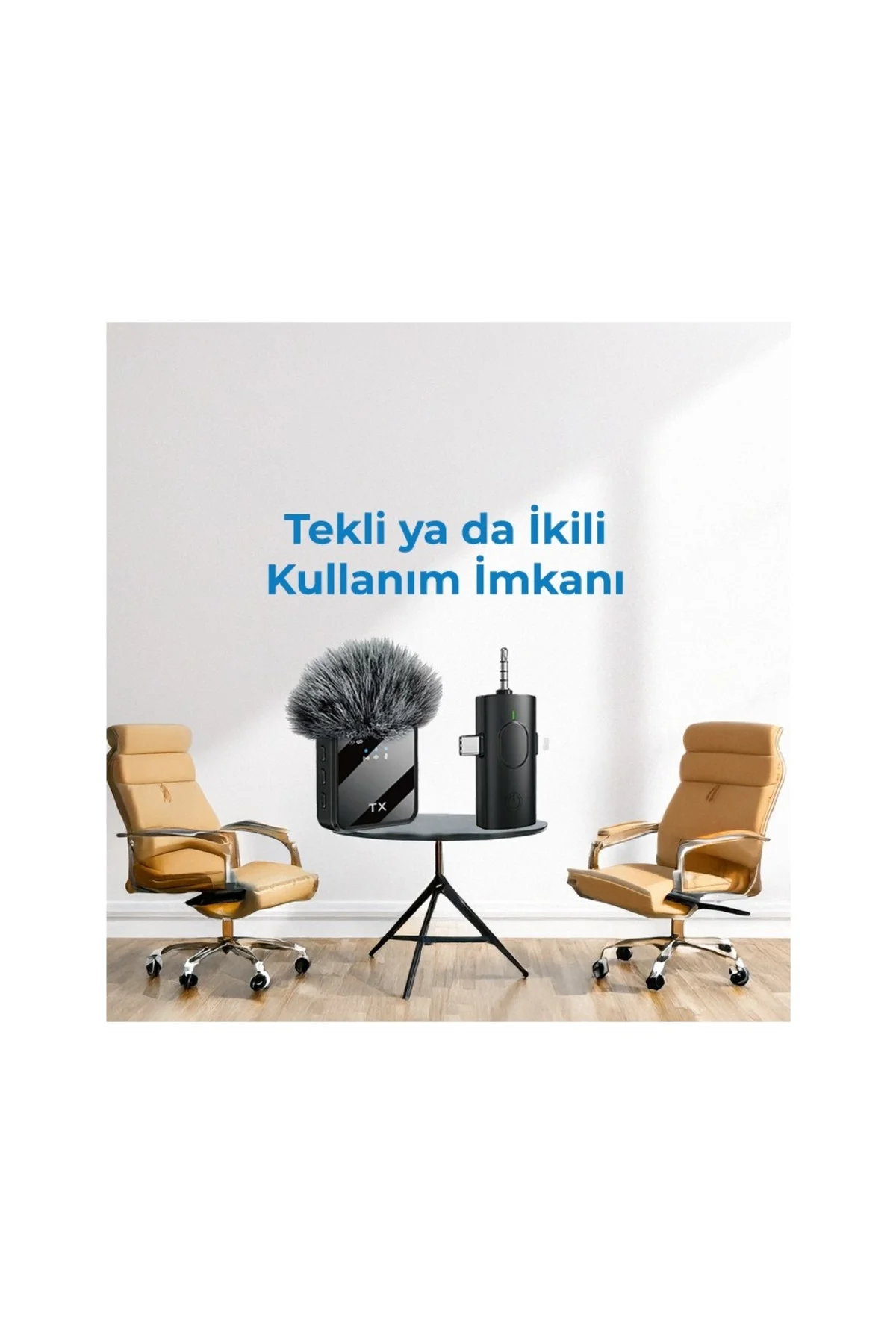 Kablosuz Yaka Mikrofonu Tip-C Android Kamera IPhone Stüdyo Mikrofonu Için Ses Video Canlı Yayın Siya - GenZ Bilişim Görsel 3