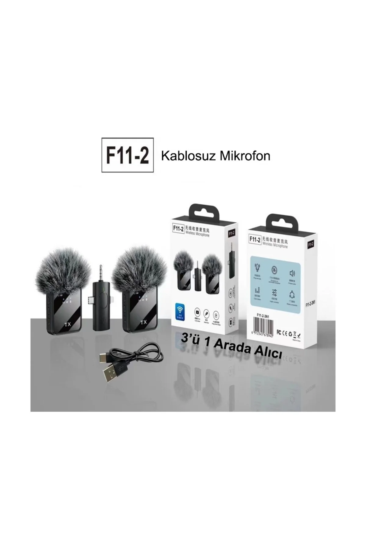 Kablosuz Yaka Mikrofonu Tip-C Android Kamera IPhone Stüdyo Mikrofonu Için Ses Video Canlı Yayın Siya - GenZ Bilişim Görsel 5