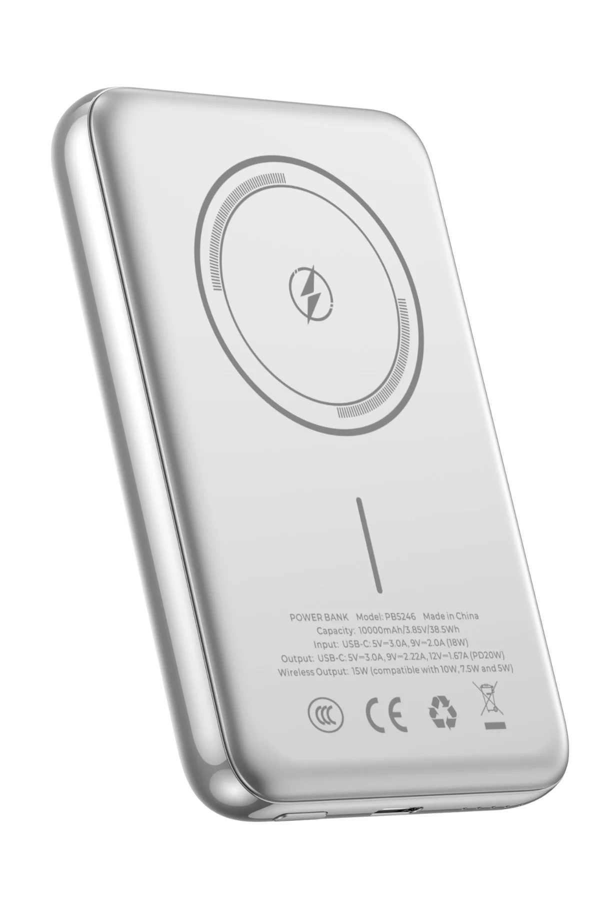 PB5246 10.000mAh Magsafe 15W Hızlı Manyetik Kablosuz Powerbank İnce Iphone Uyumlu - Gri - Havit Görsel 2