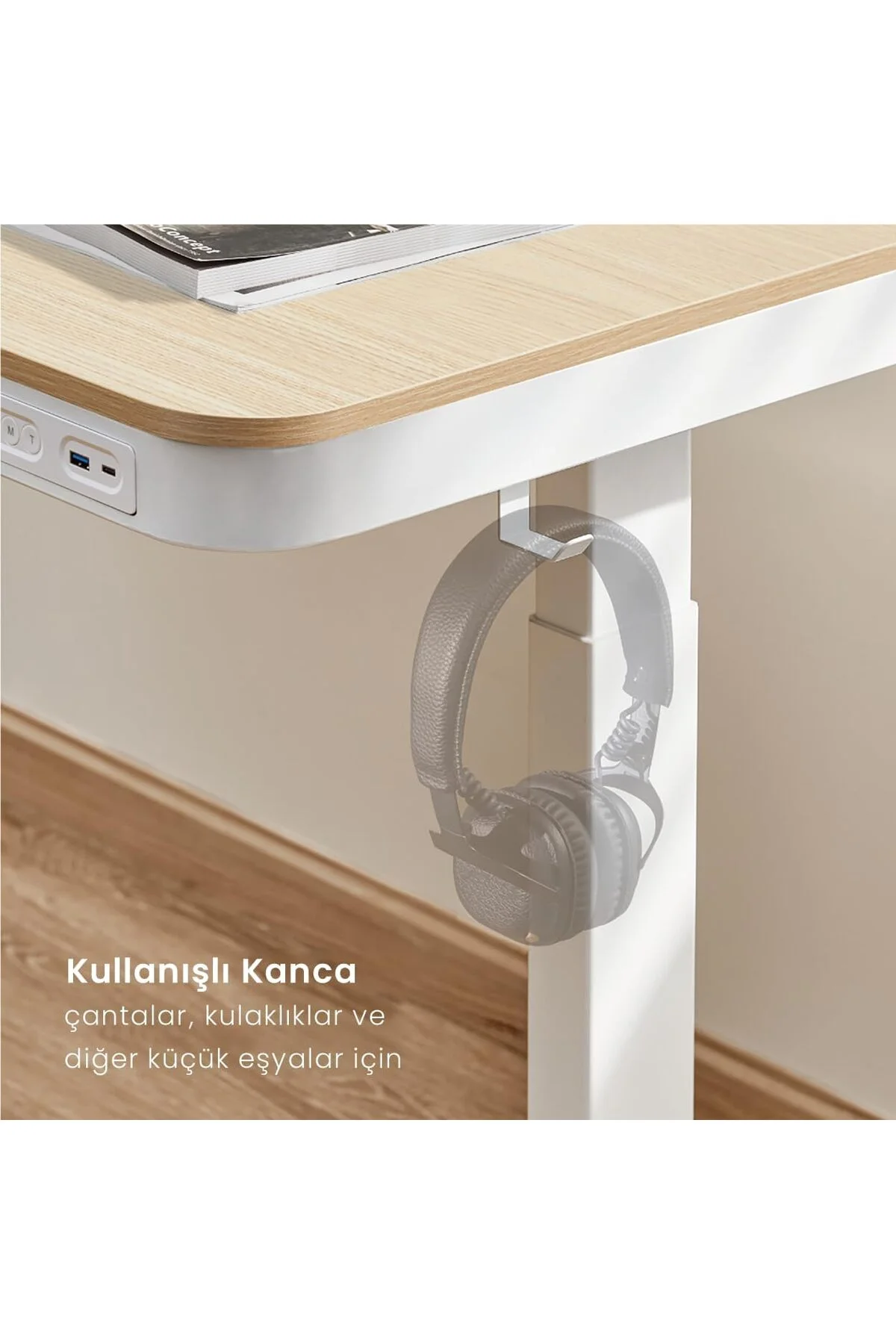 Elektrikli Çalışma Masası Yüksekliği Ayarlanabilir Hafızalı 1x Type-C 1x Usb-A - voltix Görsel 4