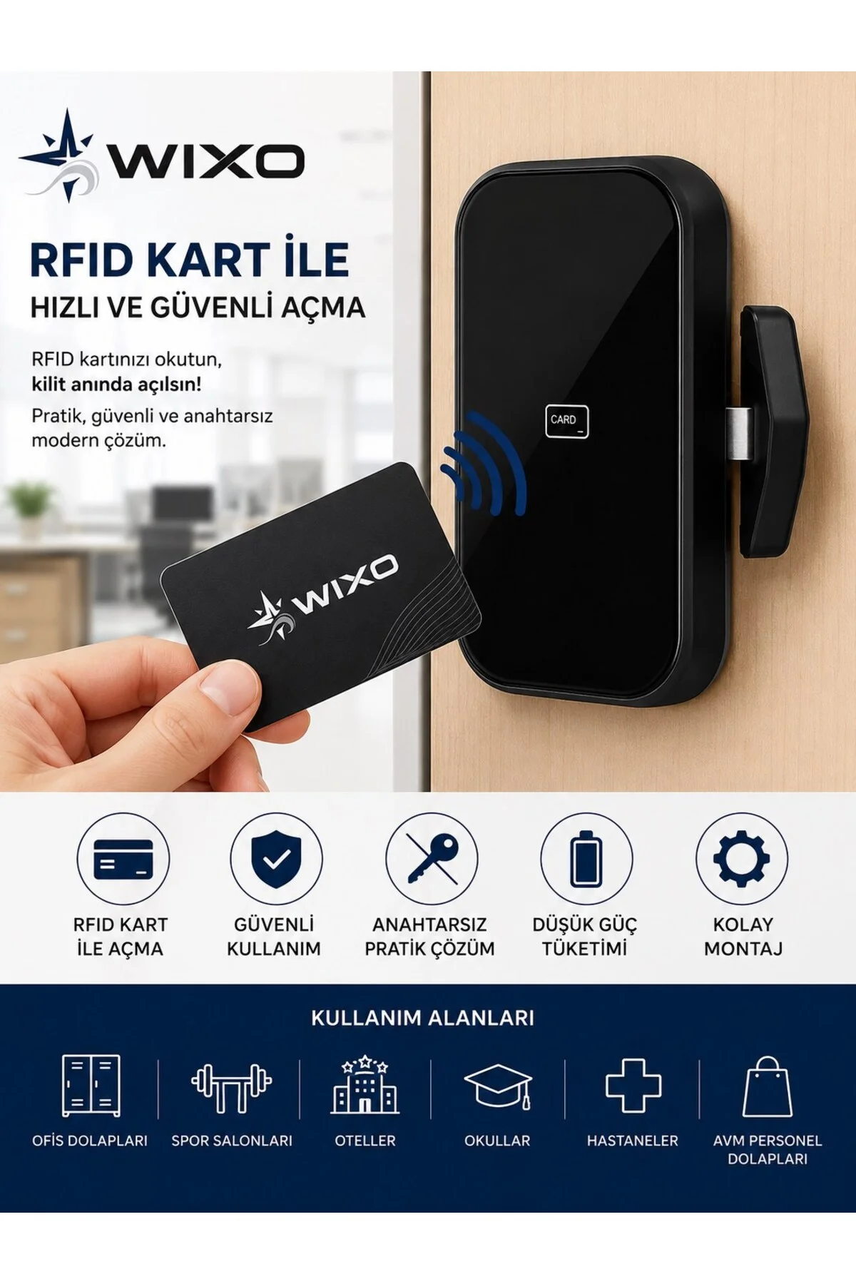 Elektronik Şifreli ve Kartlı Kabin Kilidi | Akıllı Dolap Kilidi | RFID Kartlı Dijital Kilit - WIXO Görsel 4