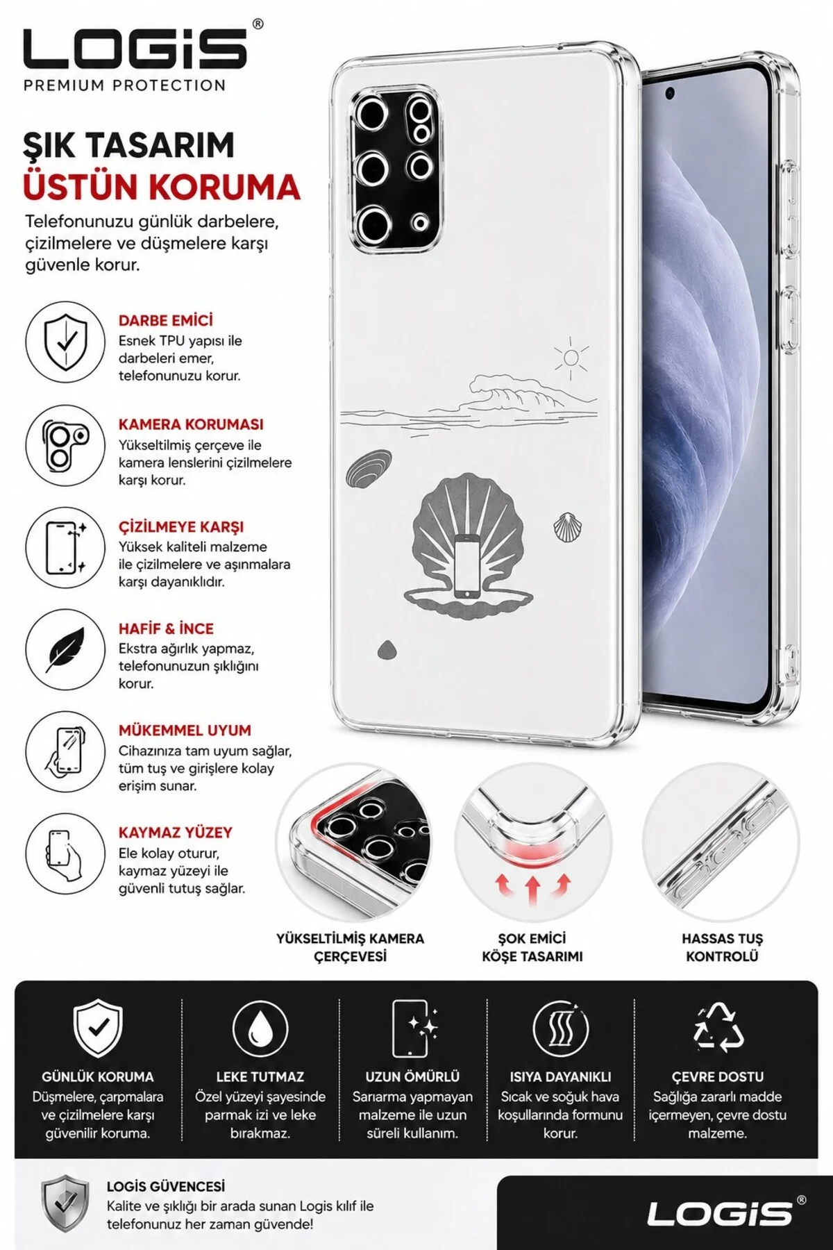 Samsung Galaxy S20 Plus Uyumlu Şeffaf Silikon Kılıf Darbe Emici Kamera Korumalı İnce Esnek Pre - Logis Görsel 5