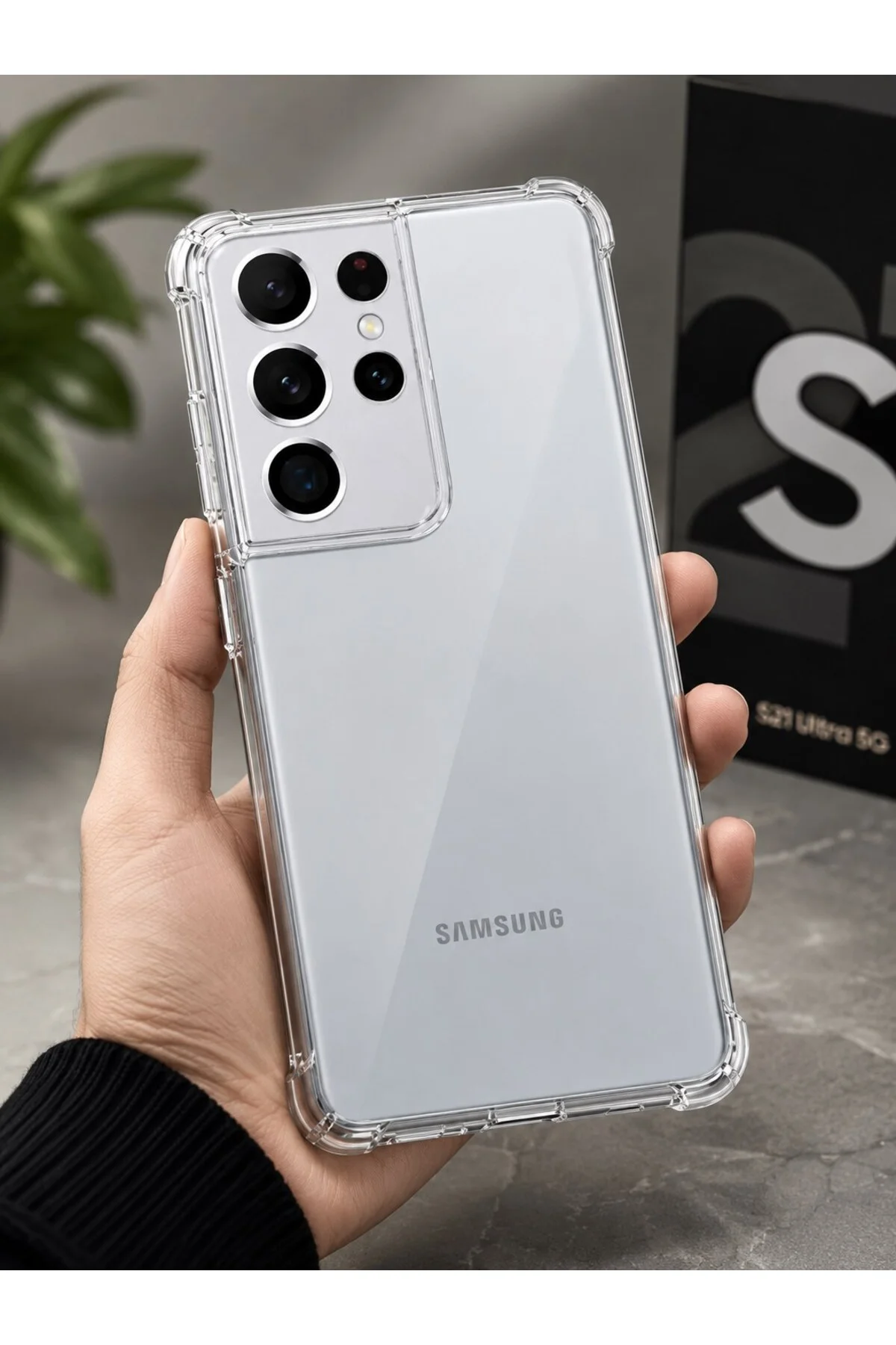 Samsung Galaxy S21 Ultra Uyumlu Şeffaf Silikon Kılıf | Kamera Korumalı Darbe Emici Esnek TPU - Logis Görsel 2