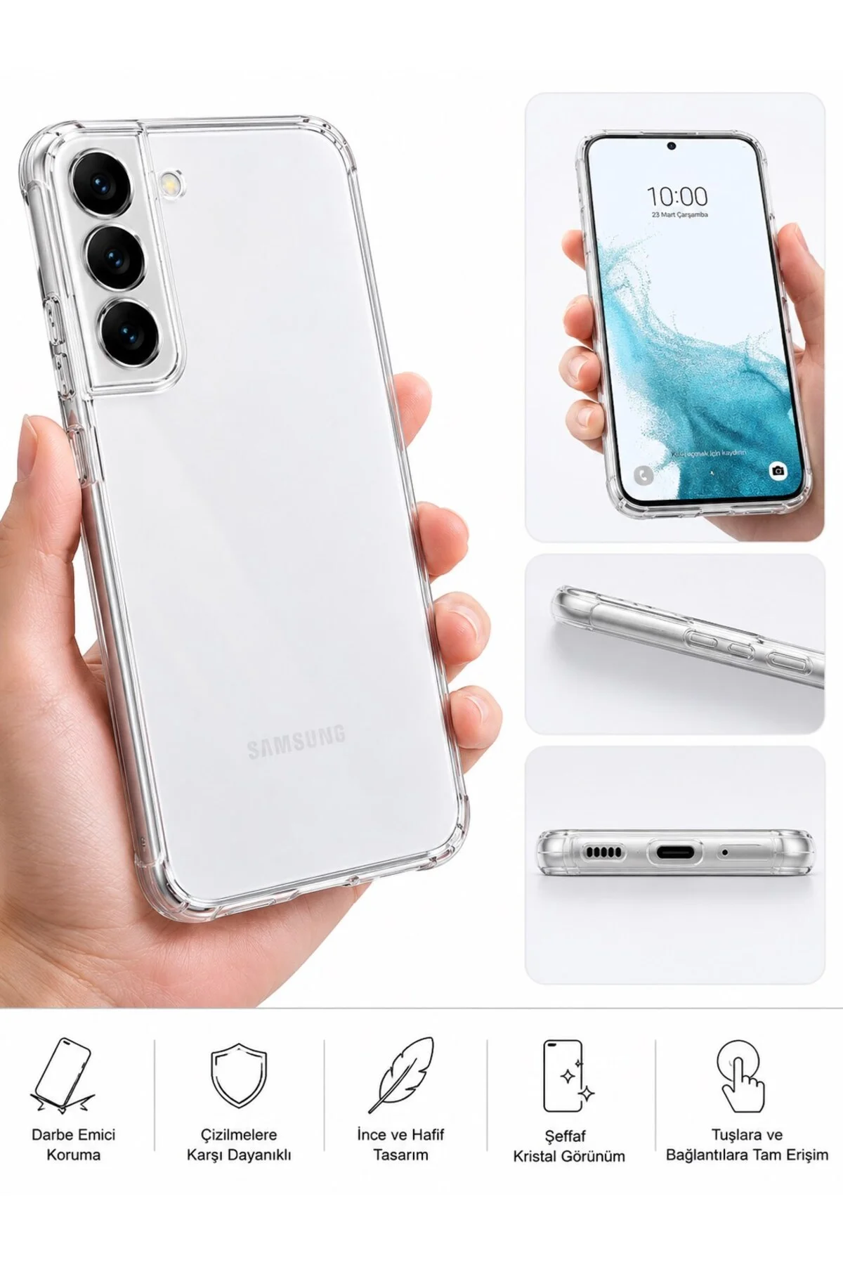 Samsung Galaxy S22 Plus Uyumlu Şeffaf Darbe Emici TPU Silikon Kılıf - Logis Görsel 2