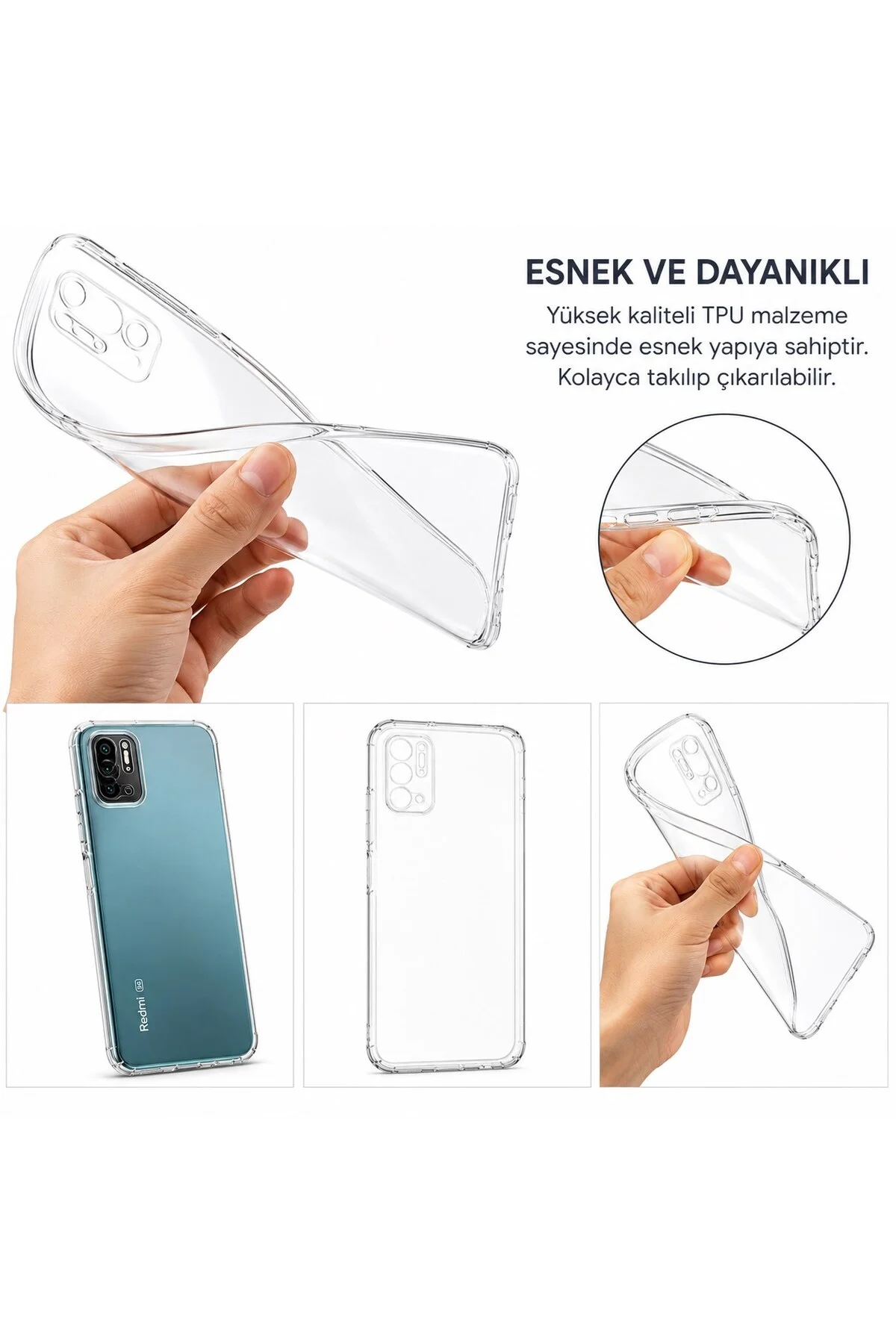 Xiaomi Redmi Note 10 5G Uyumlu Şeffaf Silikon Kılıf | Darbe Emici İnce Esnek Şeffaf Telefon Ko - Logis Görsel 5