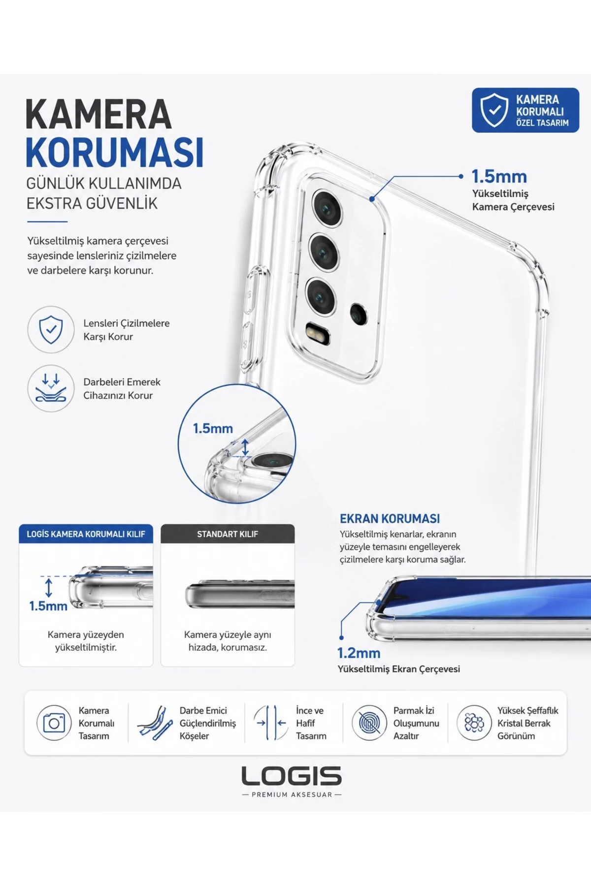 Xiaomi Redmi 9T Uyumlu Şeffaf Silikon Kılıf | Kamera Korumalı Darbe Emici İnce Esnek TPU Telef - Logis Görsel 4