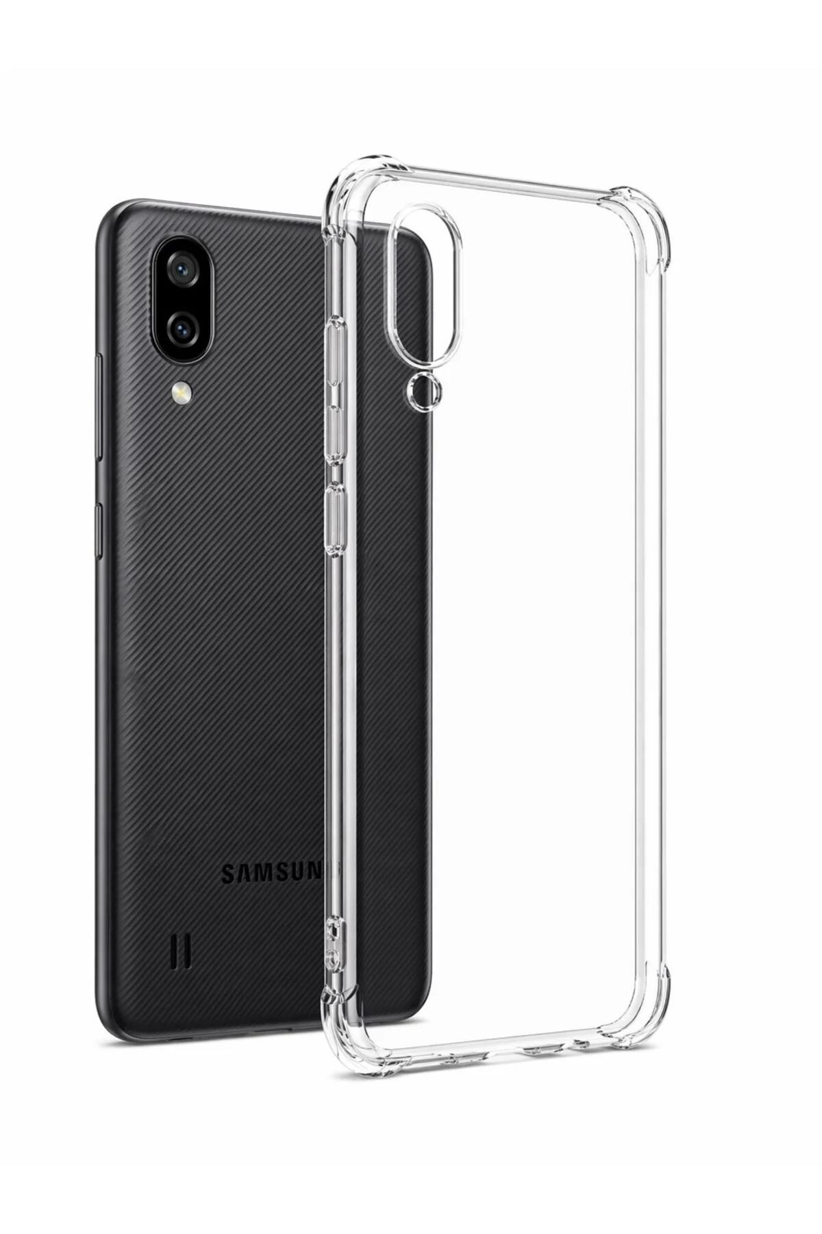 Samsung Galaxy M02 Uyumlu Şeffaf Silikon Kılıf – Darbe Emici, İnce ve Esnek Koruma