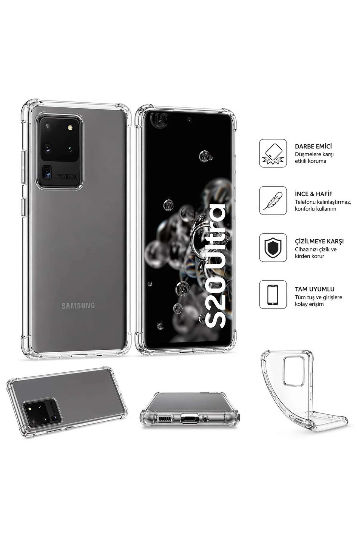 Samsung Galaxy S20 Ultra Şeffaf Silikon Kılıf Darbe Emici İnce Esnek Koruyucu Kapak - Logis Görsel 3