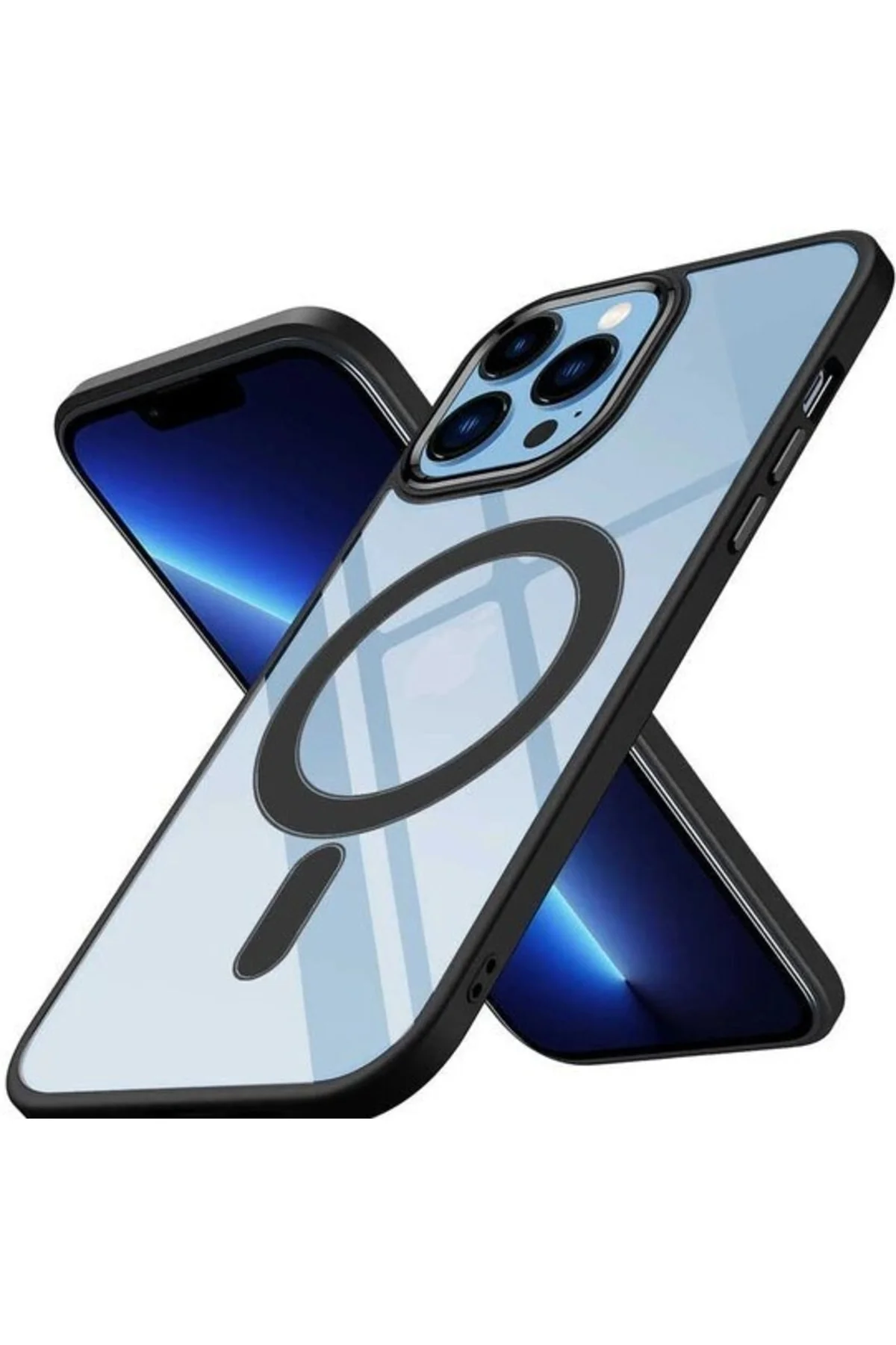 Iphone 14 Pro Max Kamera Korumalı Magsafe Kablosuz Şarj Uyumlu Renkli Şeffaf Kılıf