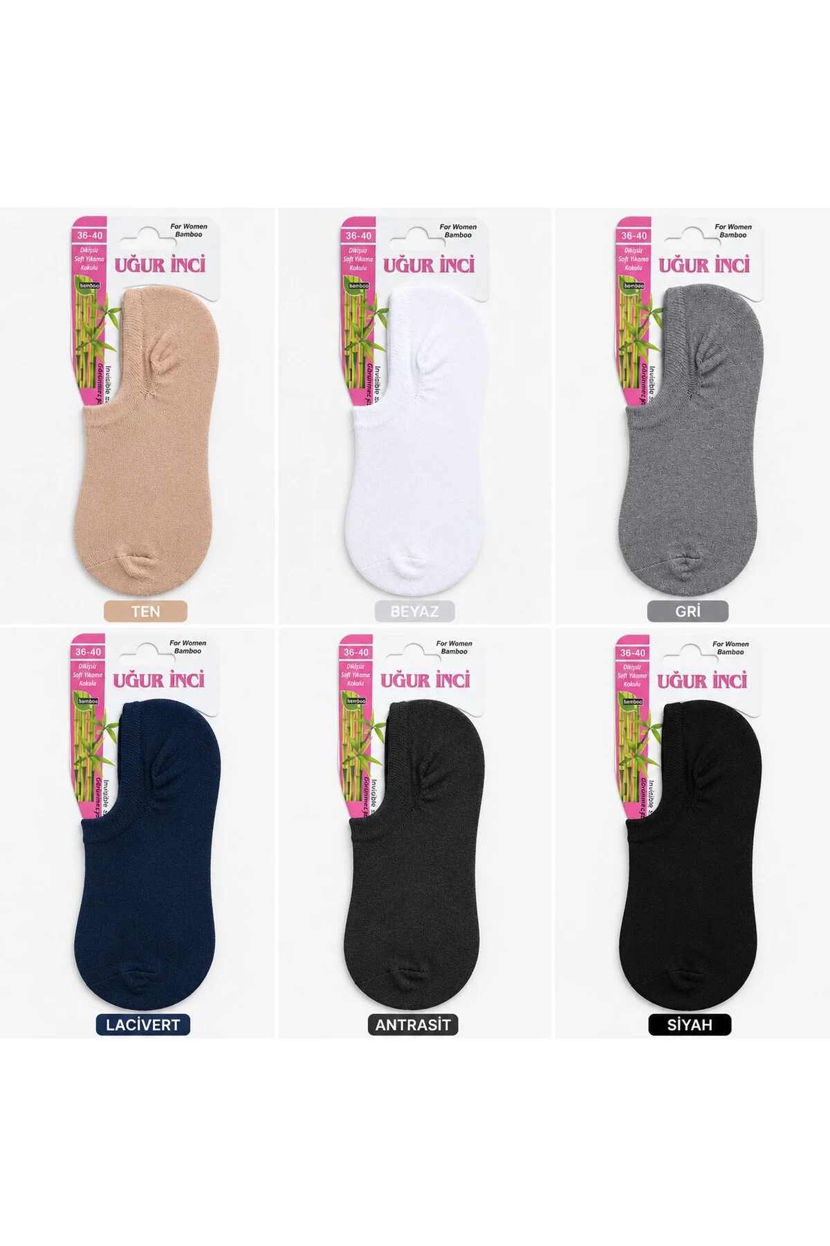 Bambu Görünmez Çorap 36-40 Dikişsiz Nefes Alan Babet Çorap 3 lü Paket - Uğur İnci Görsel 3