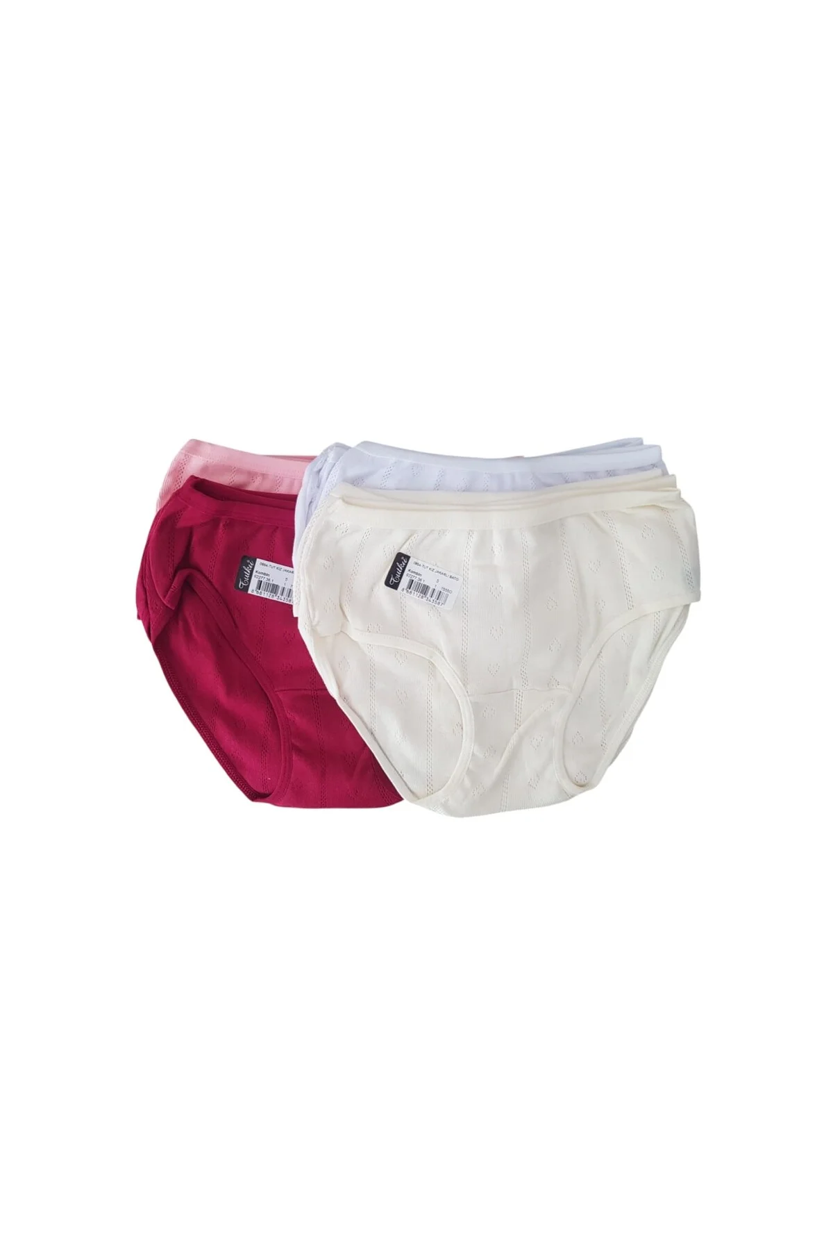 0854 Kız Çocuk Jakarlı Bato-Slip-Külot - 12'li Kombin