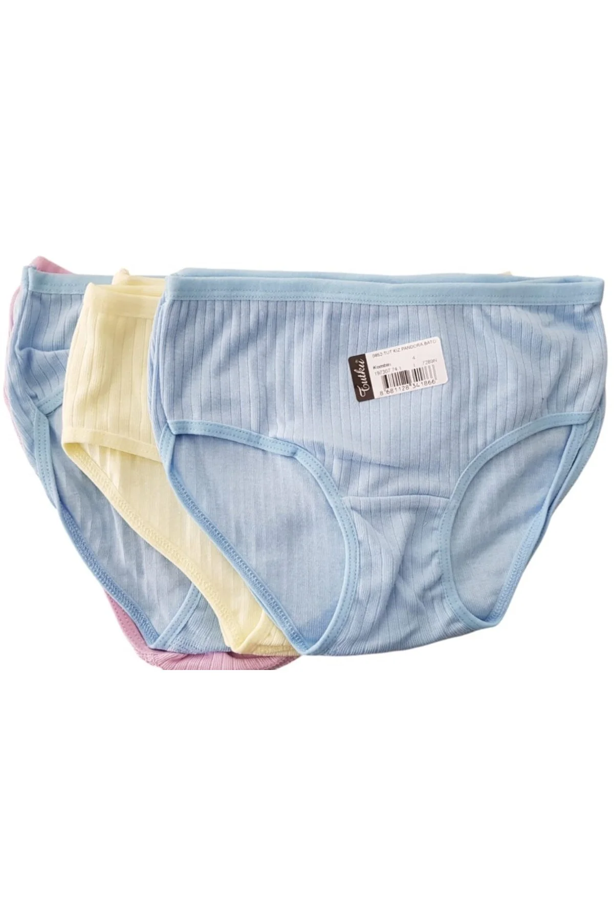 0852 Kız Çocuk Fitilli Bato-Slip-Külot - 12'li Kombin - Tutku Görsel 2