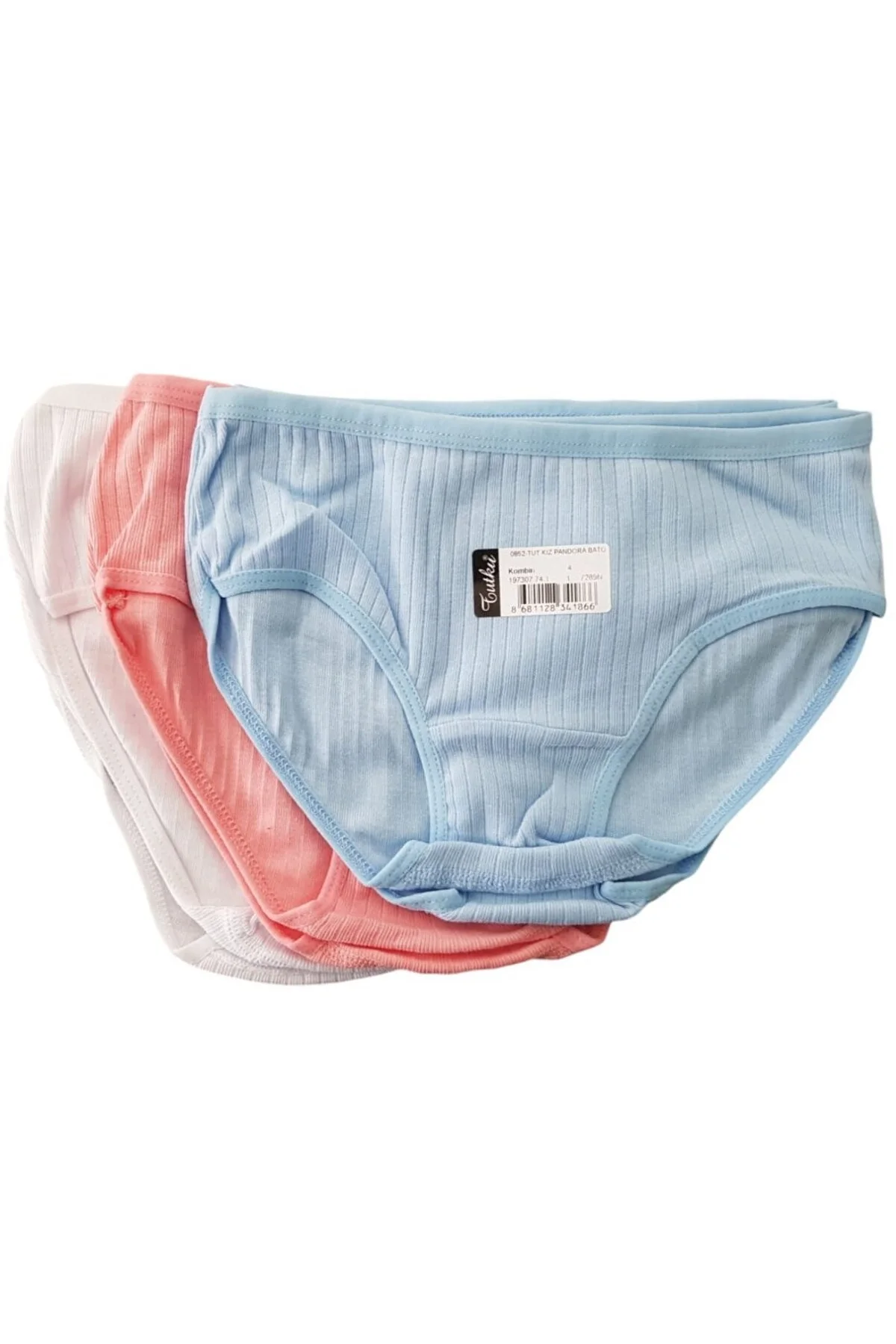 0852 Kız Çocuk Fitilli Bato-Slip-Külot - 12'li Kombin