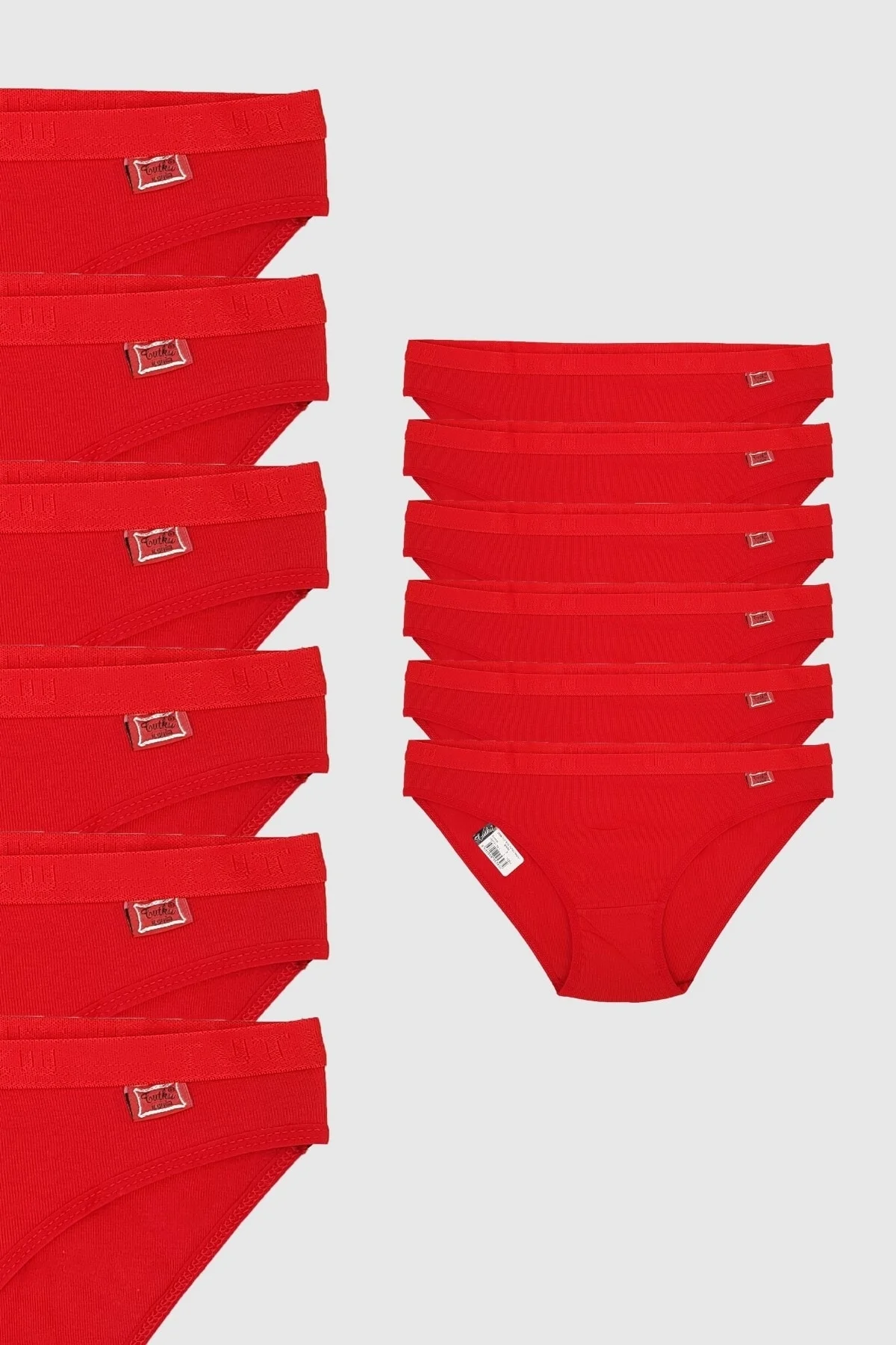 12 'li Yazılı Bikini Külot Kırmızı - Tutku Görsel 2