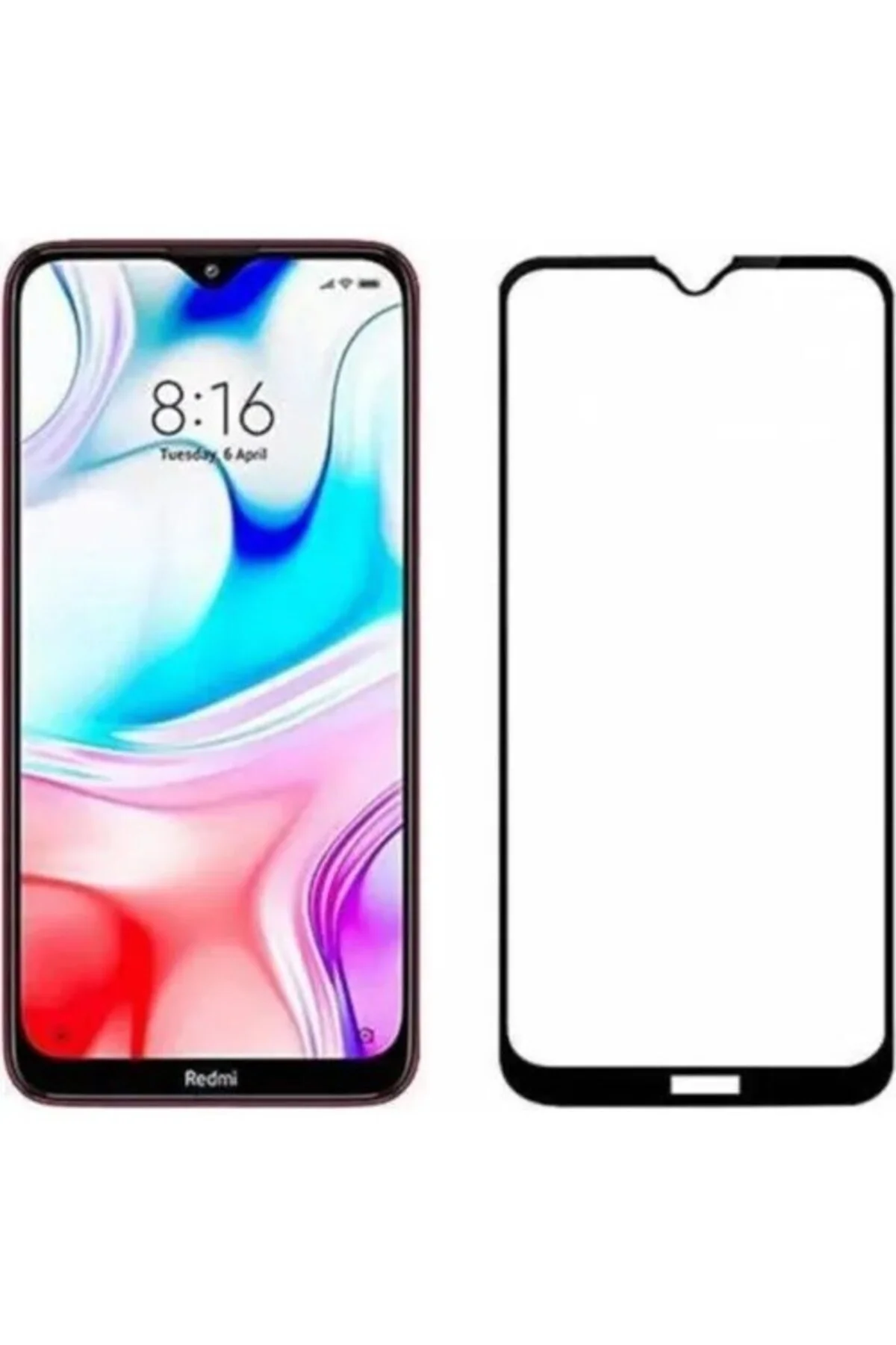 Redmi 8/8A Antistatik 5D Tam Kaplayan Ekran Koruyucu Cam