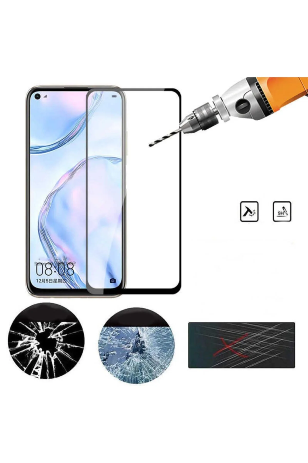 Şeffaf Huawei P40 Lite E 5d Tam Kaplayan Ekran Koruyucu Kırılmaz Cam - Logis Görsel 3