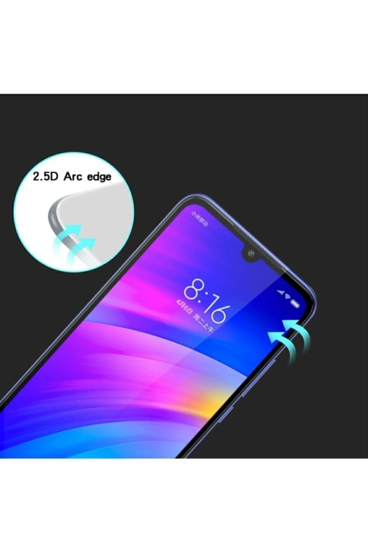 Xiaomi Redmi 7 5d Ekran Koruyucu Kırılmaz Cam Tam Kaplayan - Logis Görsel 3