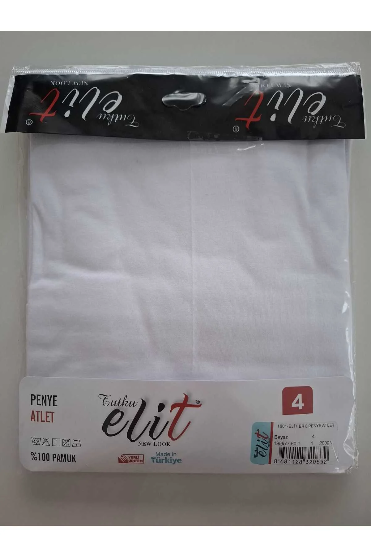 Erkek Penye Atlet - 6 Adet - Beyaz - %100 Pamuk - Tutku Elit Görsel 5