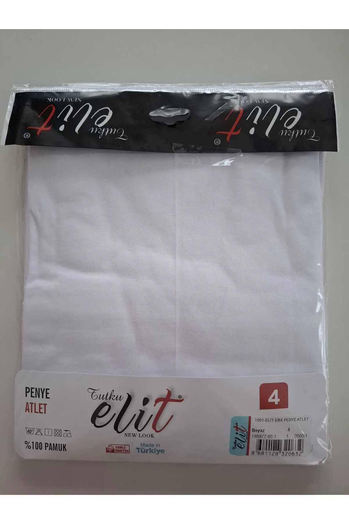 Erkek Penye Atlet - 6 Adet - Beyaz - %100 Pamuk - Tutku Elit Görsel 4