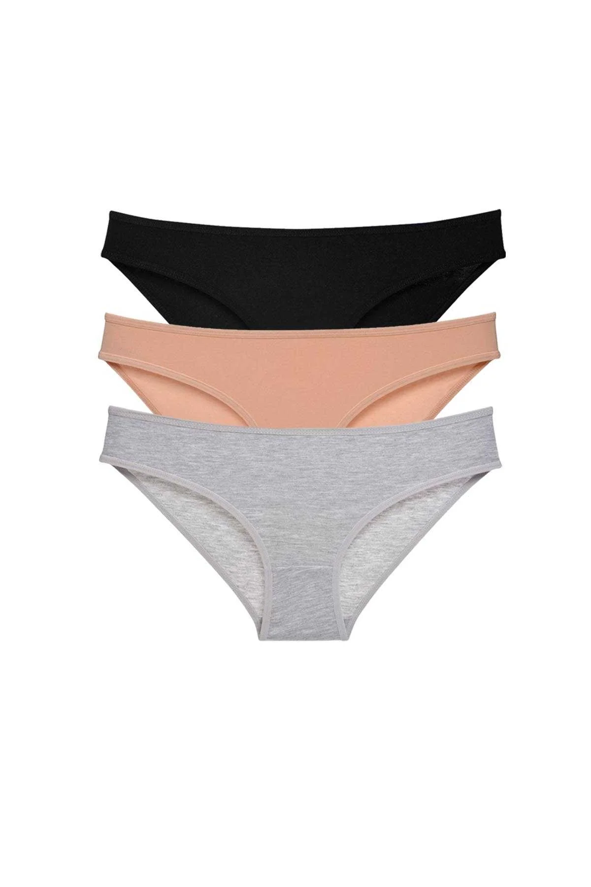 3 adet Süper Eko Set Likralı Kadın Slip Külot Siyah Ten Gri - Just Cheap Store Görsel 2