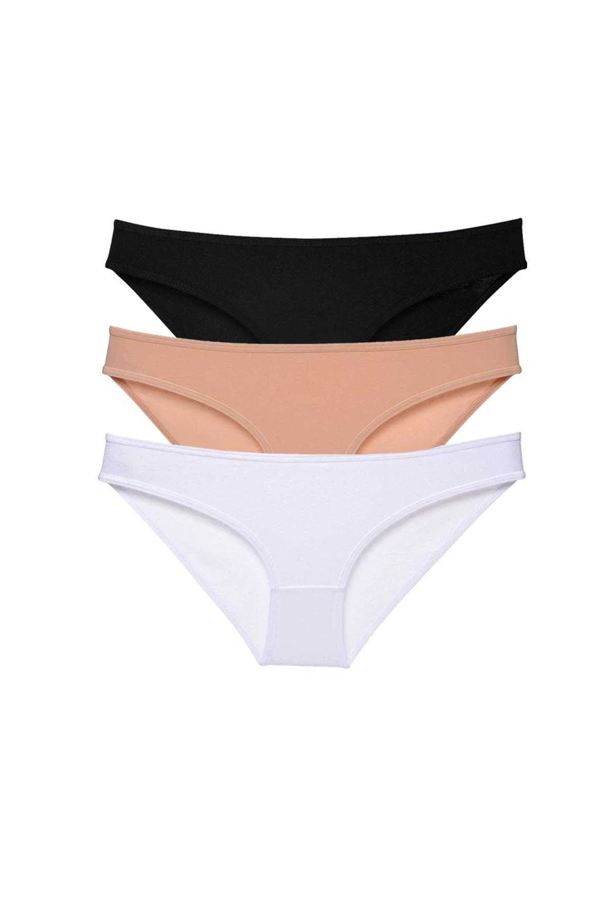 3 adet Süper Eko Set Likralı Kadın Slip Külot Siyah Ten Beyaz - Just Cheap Store Görsel 2