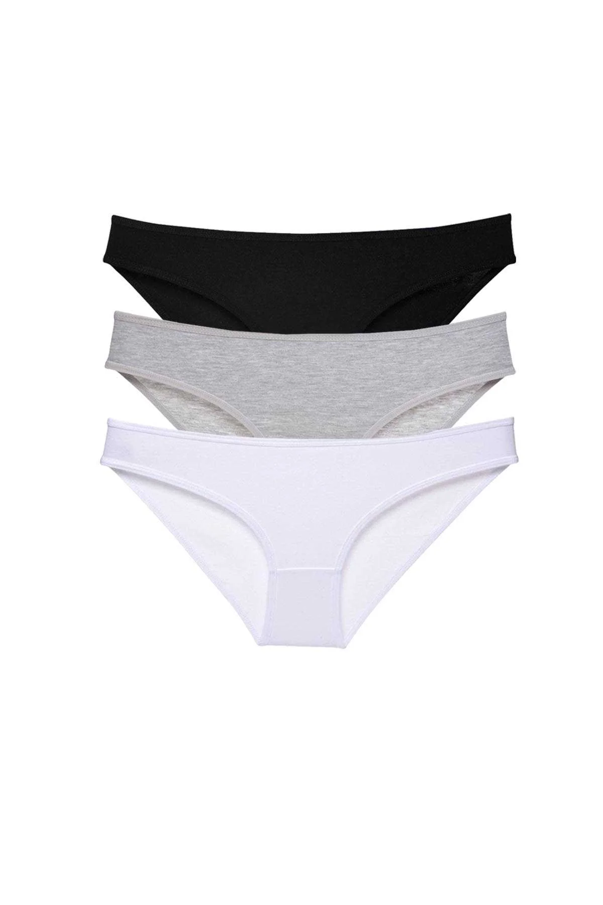 3 adet Süper Eko Set Likralı Kadın Slip Külot Siyah Gri Beyaz - Just Cheap Store Görsel 2