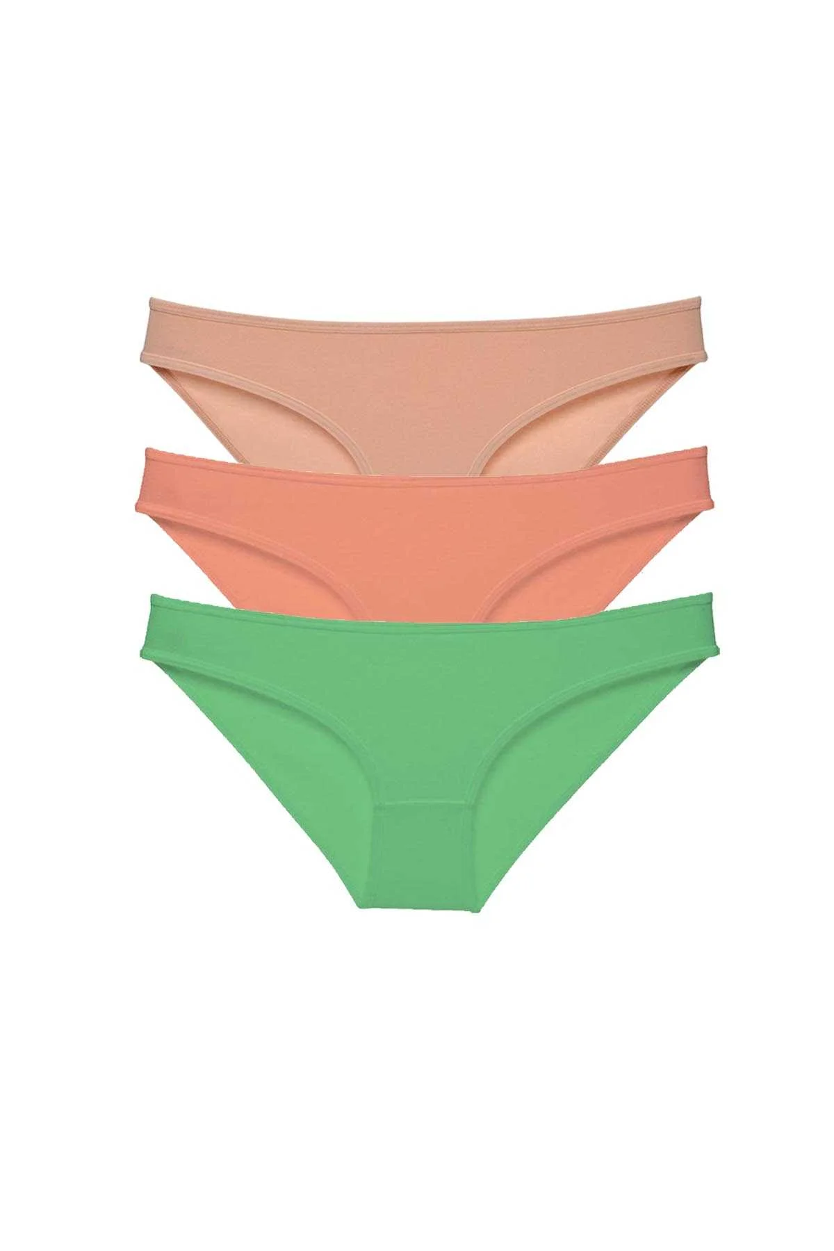 3 adet Süper Eko Set Likralı Kadın Slip Külot Ten Pudra Yeşil - Just Cheap Store Görsel 2