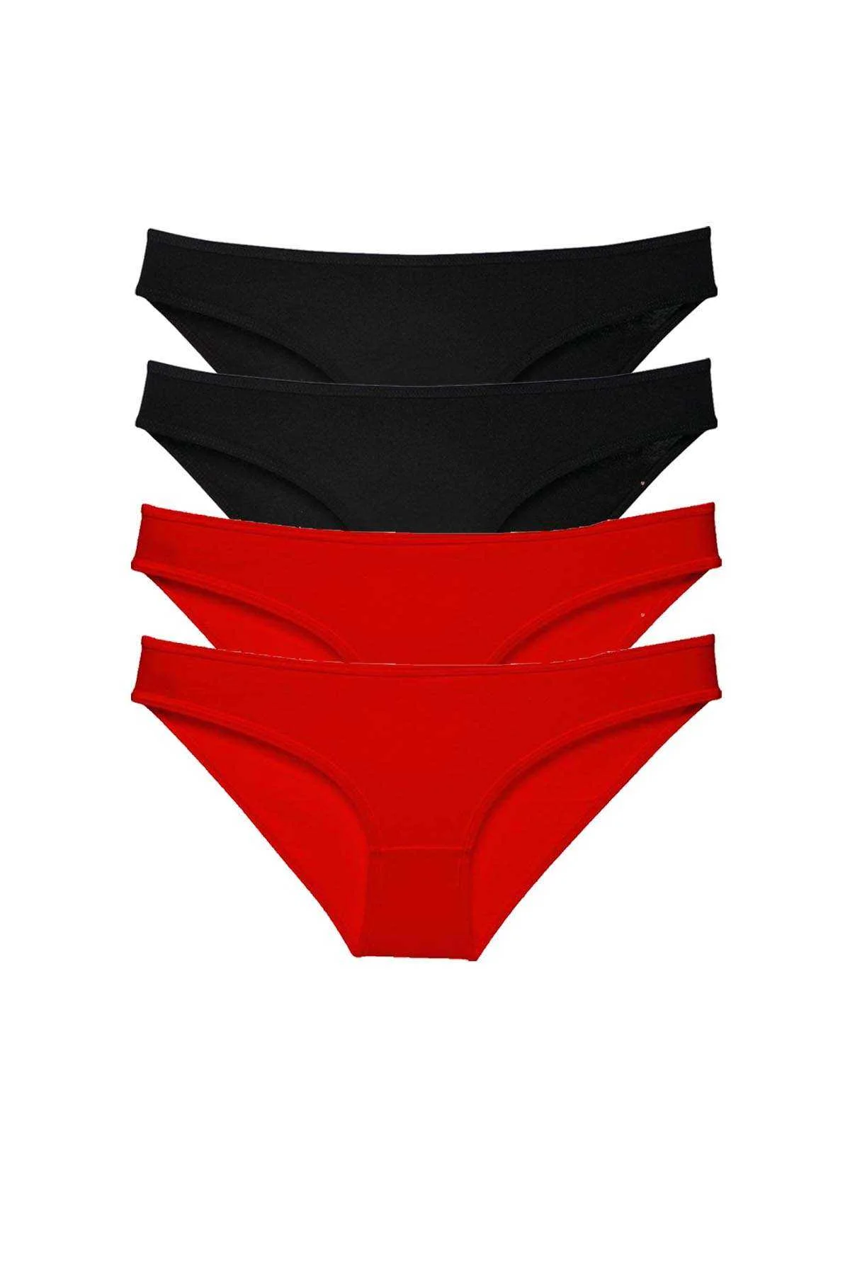 4 adet Süper Eko Set Likralı Kadın Slip Külot Siyah Kırmızı - Just Cheap Store Görsel 5
