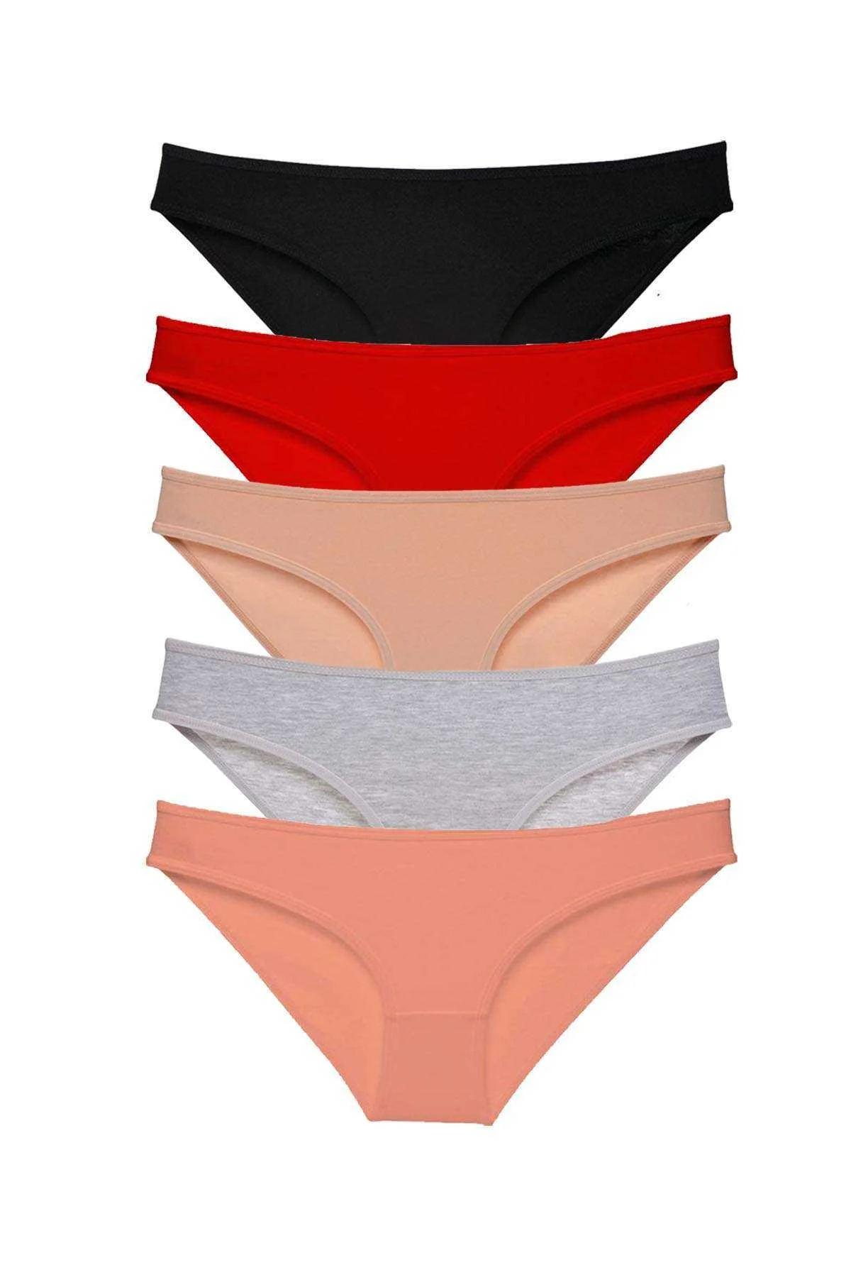 5 adet Süper Eko Set Likralı Kadın Slip Külot Siyah Kırmızı Ten Gri Pudra - Just Cheap Store Görsel 2
