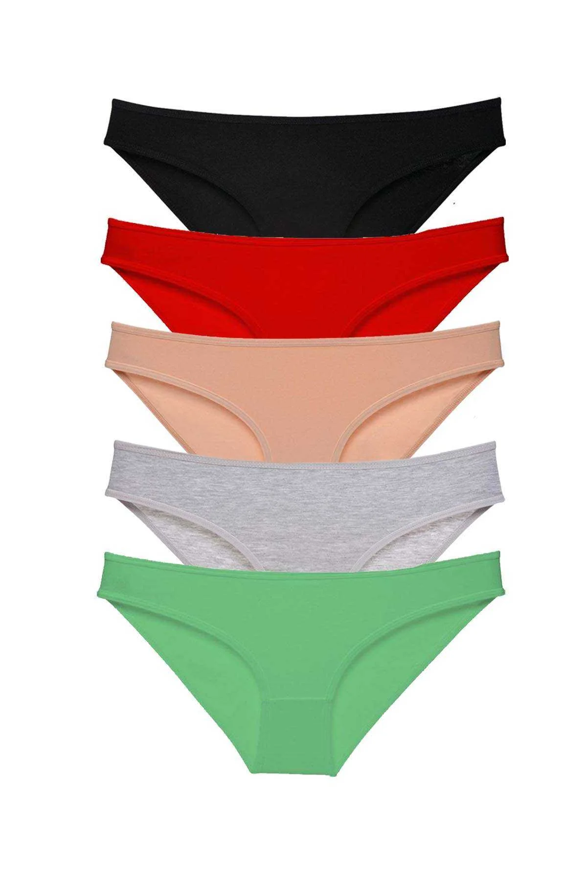 5 adet Süper Eko Set Likralı Kadın Slip Külot Siyah Kırmızı Ten Gri Yeşil - Just Cheap Store Görsel 2