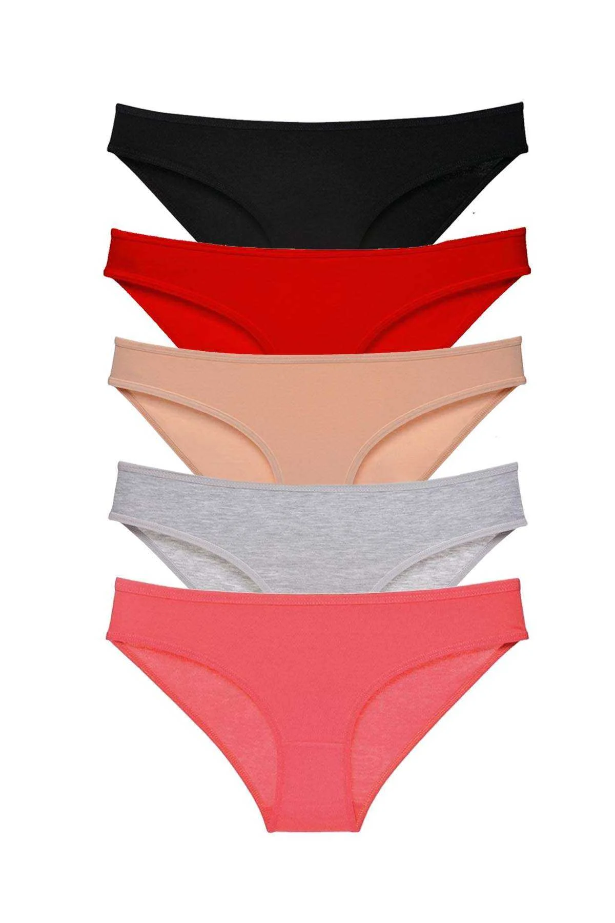 5 adet Süper Eko Set Likralı Kadın Slip Külot Siyah Kırmızı Ten Gri Fuşya - Just Cheap Store Görsel 2
