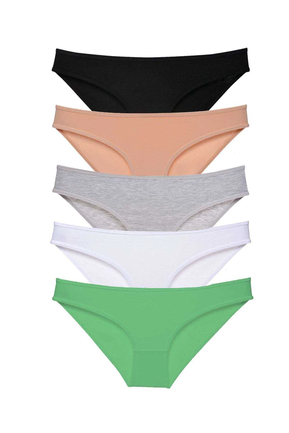 5 adet Süper Eko Set Likralı Kadın Slip Külot Siyah Ten Gri Beyaz Yeşil - Just Cheap Store Görsel 2