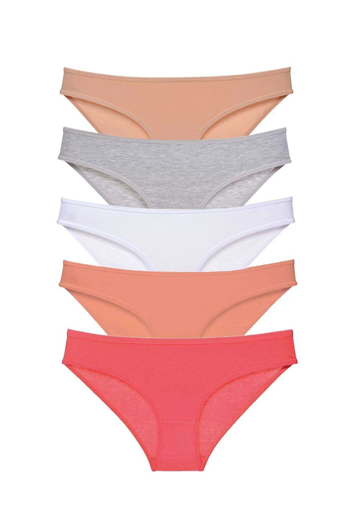 5 adet Süper Eko Set Likralı Kadın Slip Külot Ten Gri Beyaz Pudra Fuşya - Just Cheap Store Görsel 2