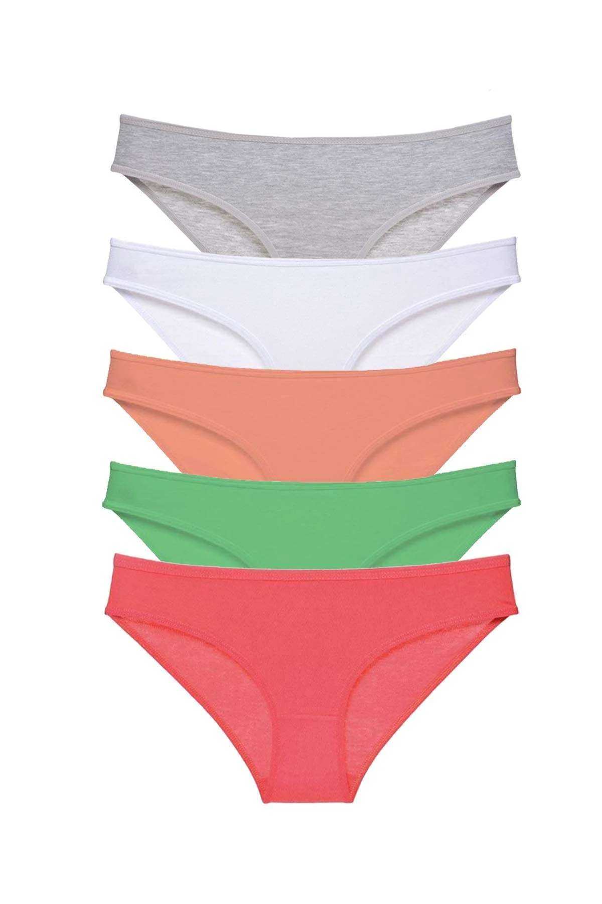 5 adet Süper Eko Set Likralı Kadın Slip Külot Gri Beyaz Pudra Yeşil Fuşya - Just Cheap Store Görsel 2