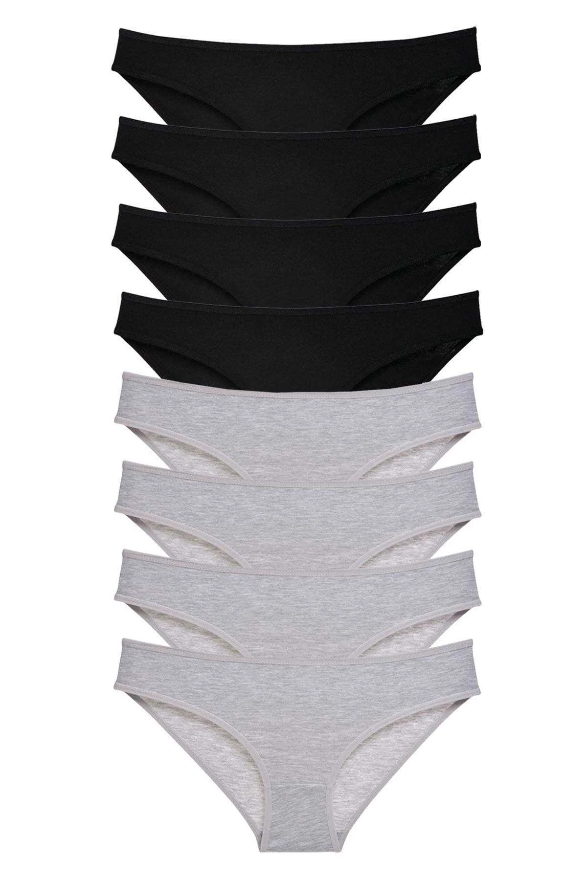 8 adet Süper Eko Set Likralı Kadın Slip Külot Siyah Gri - Just Cheap Store Görsel 5