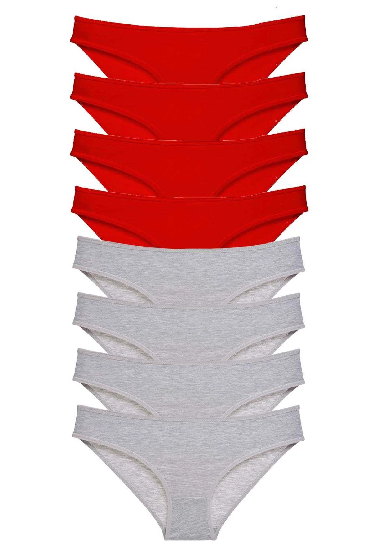 8 adet Süper Eko Set Likralı Kadın Slip Külot Kırmızı Gri - Just Cheap Store Görsel 2
