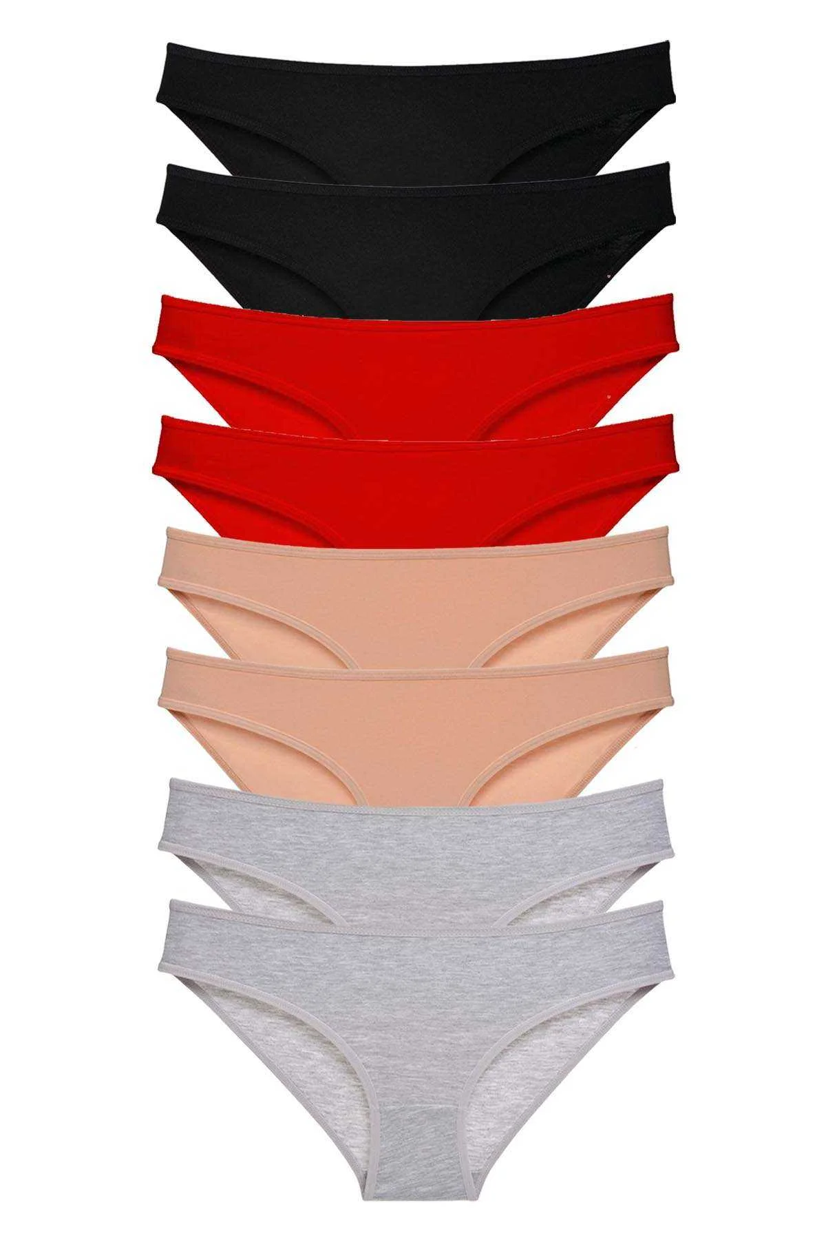 8 adet Süper Eko Set Likralı Kadın Slip Külot Siyah Kırmızı Ten Gri - Just Cheap Store Görsel 2
