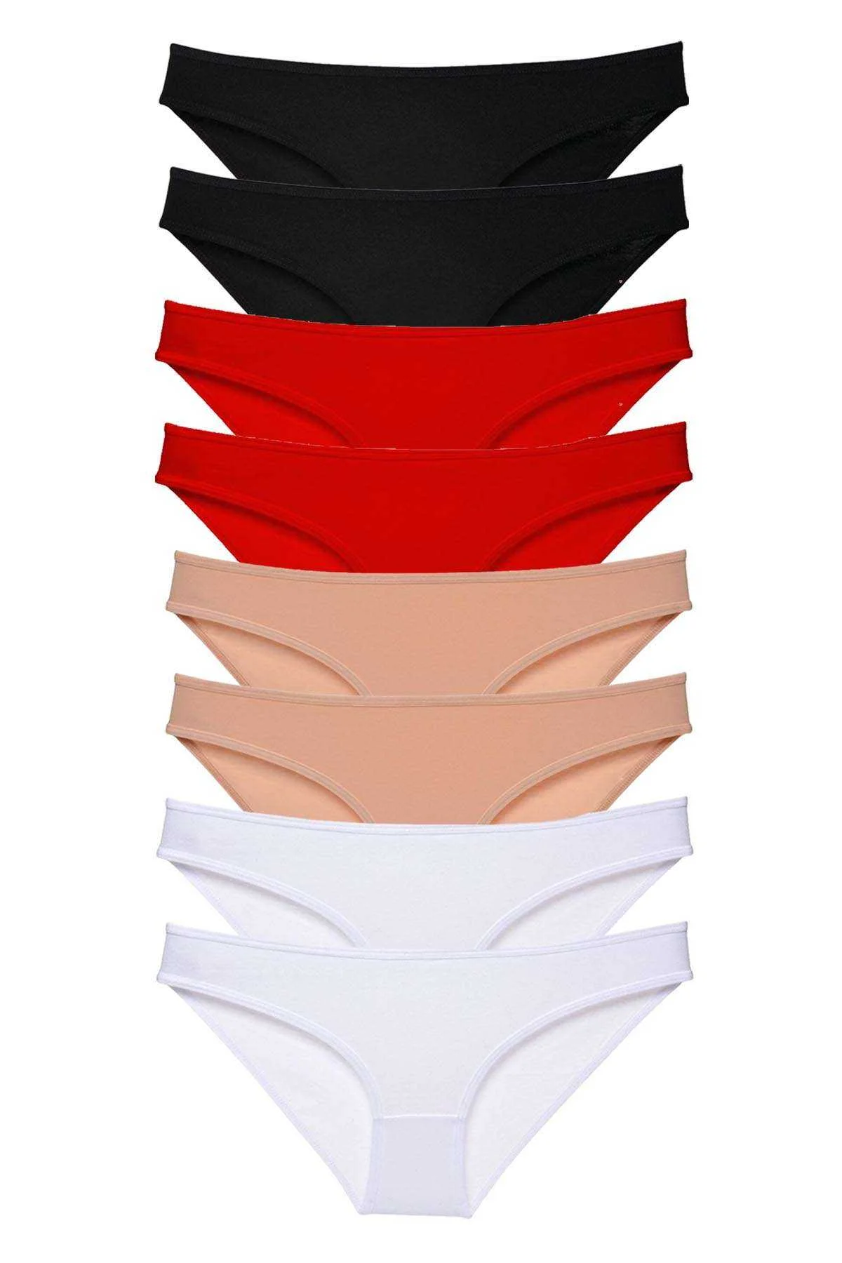 8 adet Süper Eko Set Likralı Kadın Slip Külot Siyah Kırmızı Ten Beyaz - Just Cheap Store Görsel 2