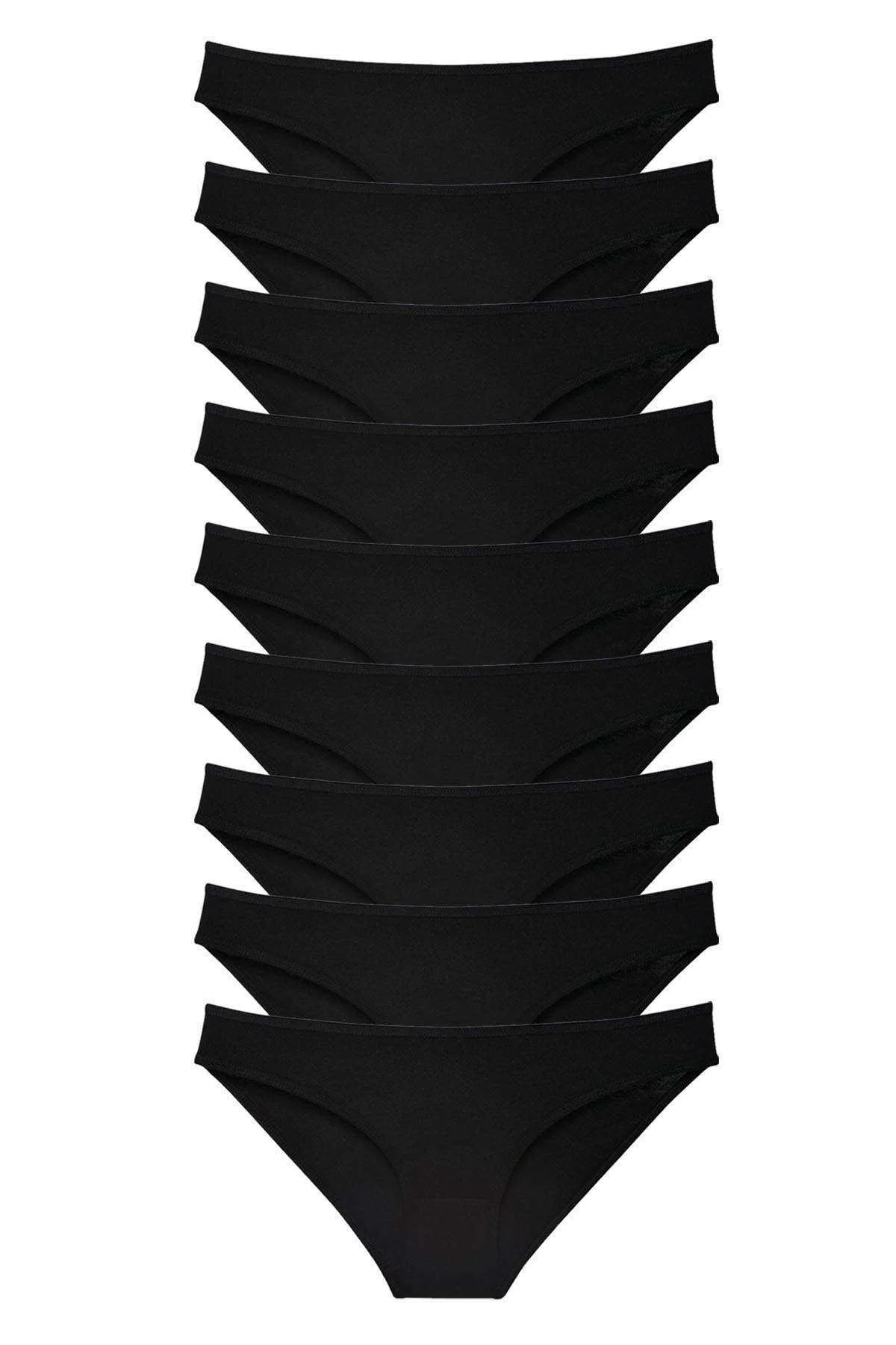 9 adet Süper Eko Set Likralı Kadın Slip Külot Siyah - Just Cheap Store Görsel 2