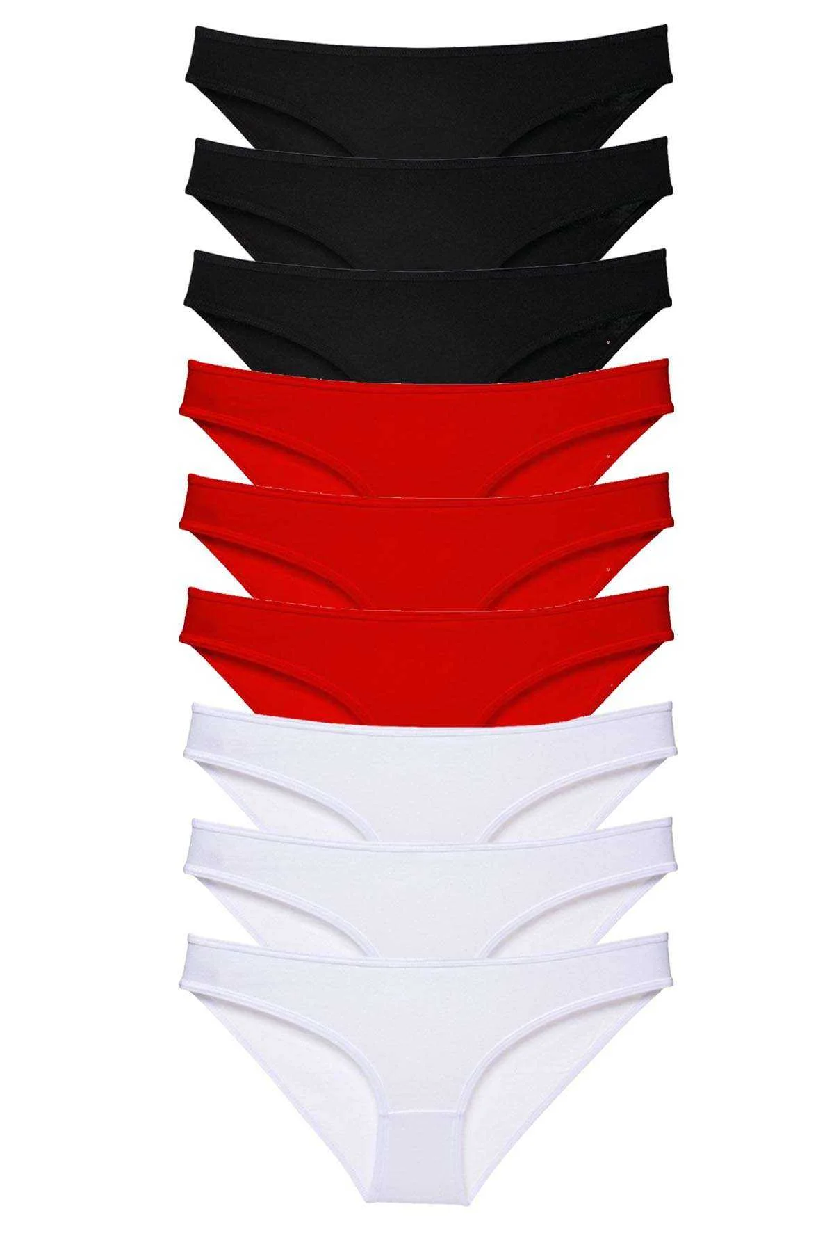 9 adet Süper Eko Set Likralı Kadın Slip Külot Siyah Kırmızı Beyaz - Just Cheap Store Görsel 2