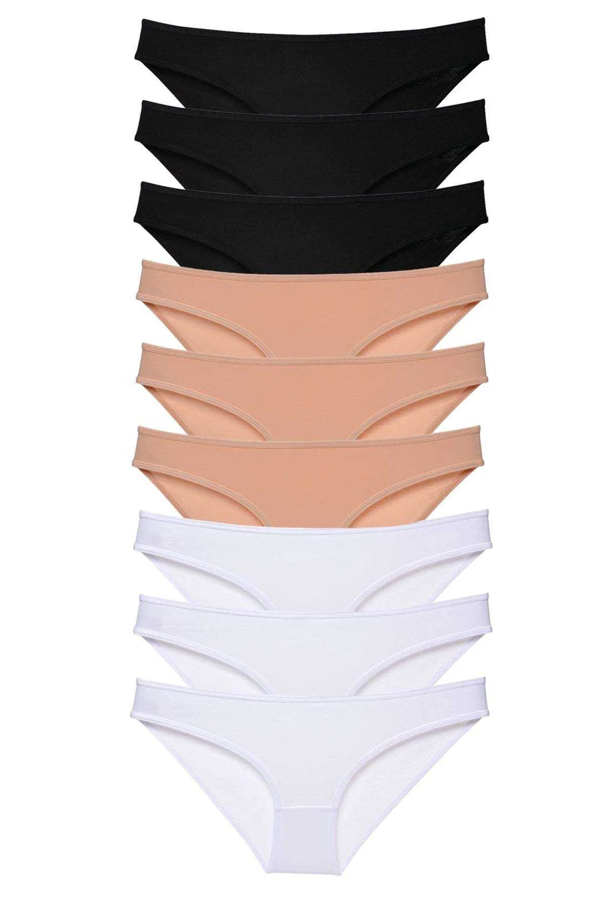 9 adet Süper Eko Set Likralı Kadın Slip Külot Siyah Ten Beyaz - Just Cheap Store Görsel 2