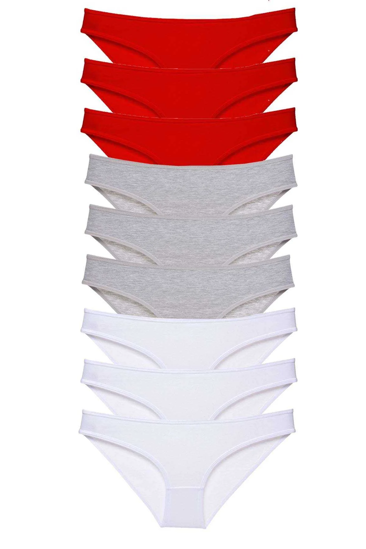 9 adet Süper Eko Set Likralı Kadın Slip Külot Kırmızı Gri Beyaz - Just Cheap Store Görsel 2