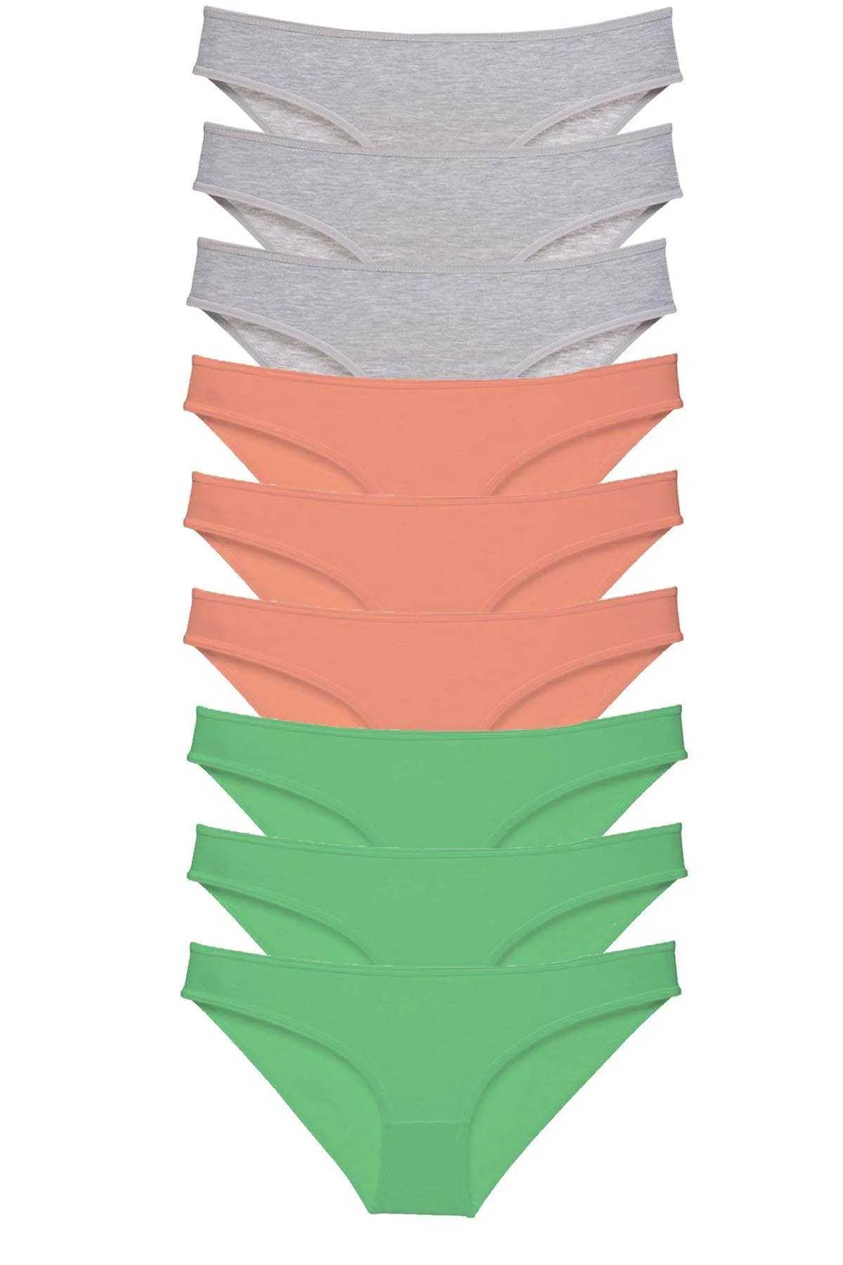 9 adet Süper Eko Set Likralı Kadın Slip Külot Gri Pudra Yeşil - Just Cheap Store Görsel 2